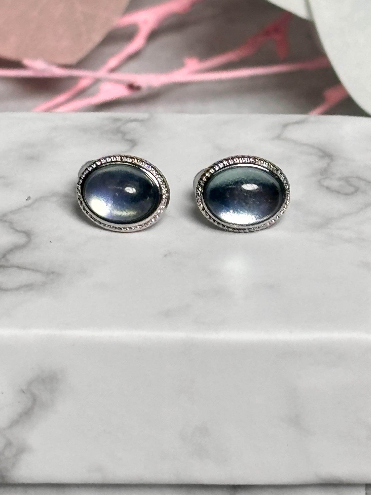 Ovale Aquamarin Ohrstecker 925 Silber | Zarter Schimmer & Eleganter Look