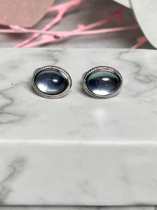 Ovale Aquamarin Ohrstecker  925 Silber | Zarter Schimmer & Eleganter Look