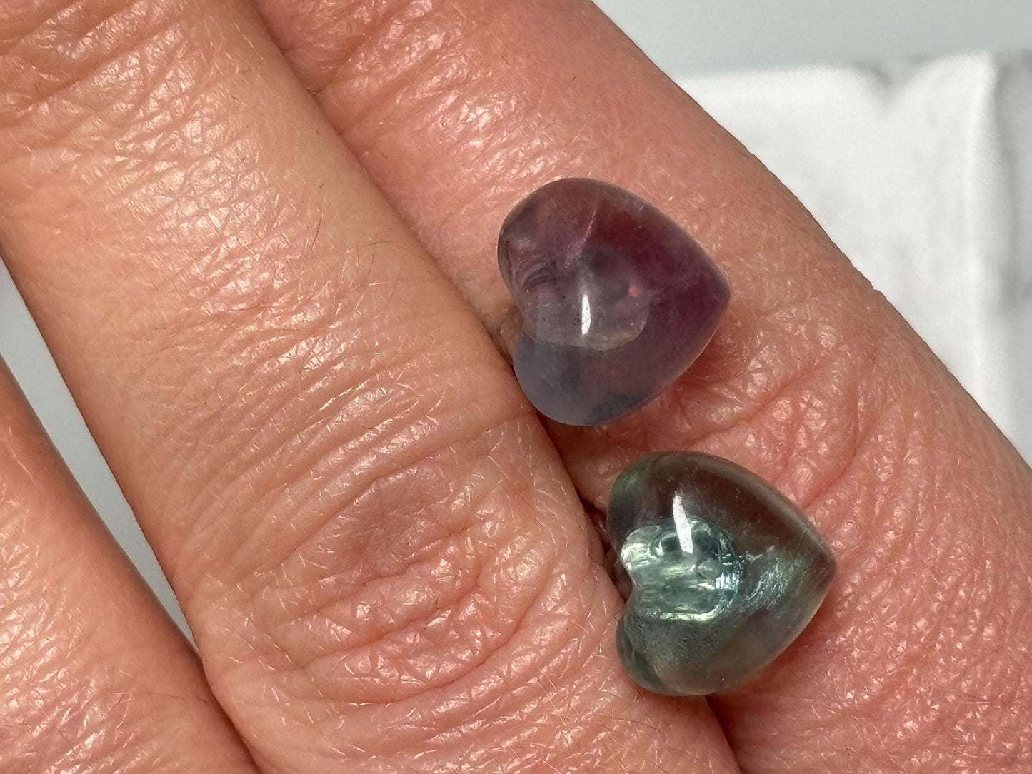 Fluorit Herz Ohrringe Edelstein Ohrstecker mit 925 Silber Nadel