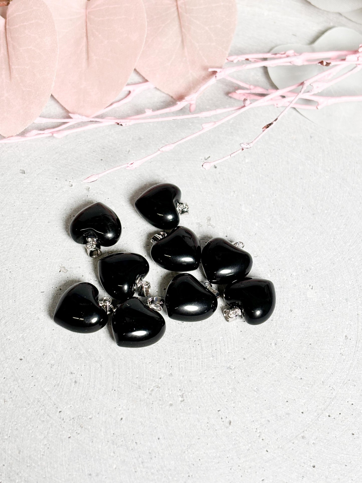 Obsidian Herzanhänger mit 925 Silberöse Schutzstein Schmuck aus Edelstein