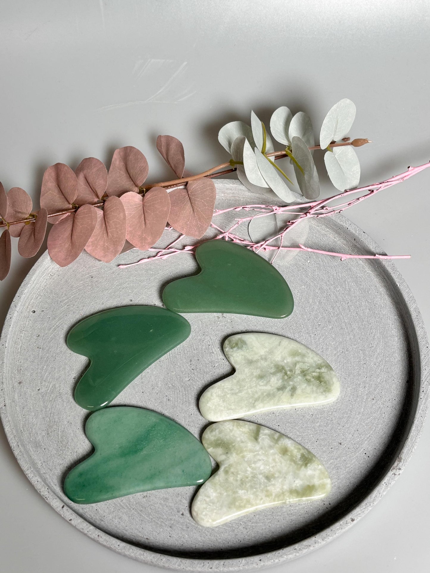 Gut Sha aus grünem Aventurin und Lemon Jade  Gesichtsmassagewerkzeug aus Edelsteinen