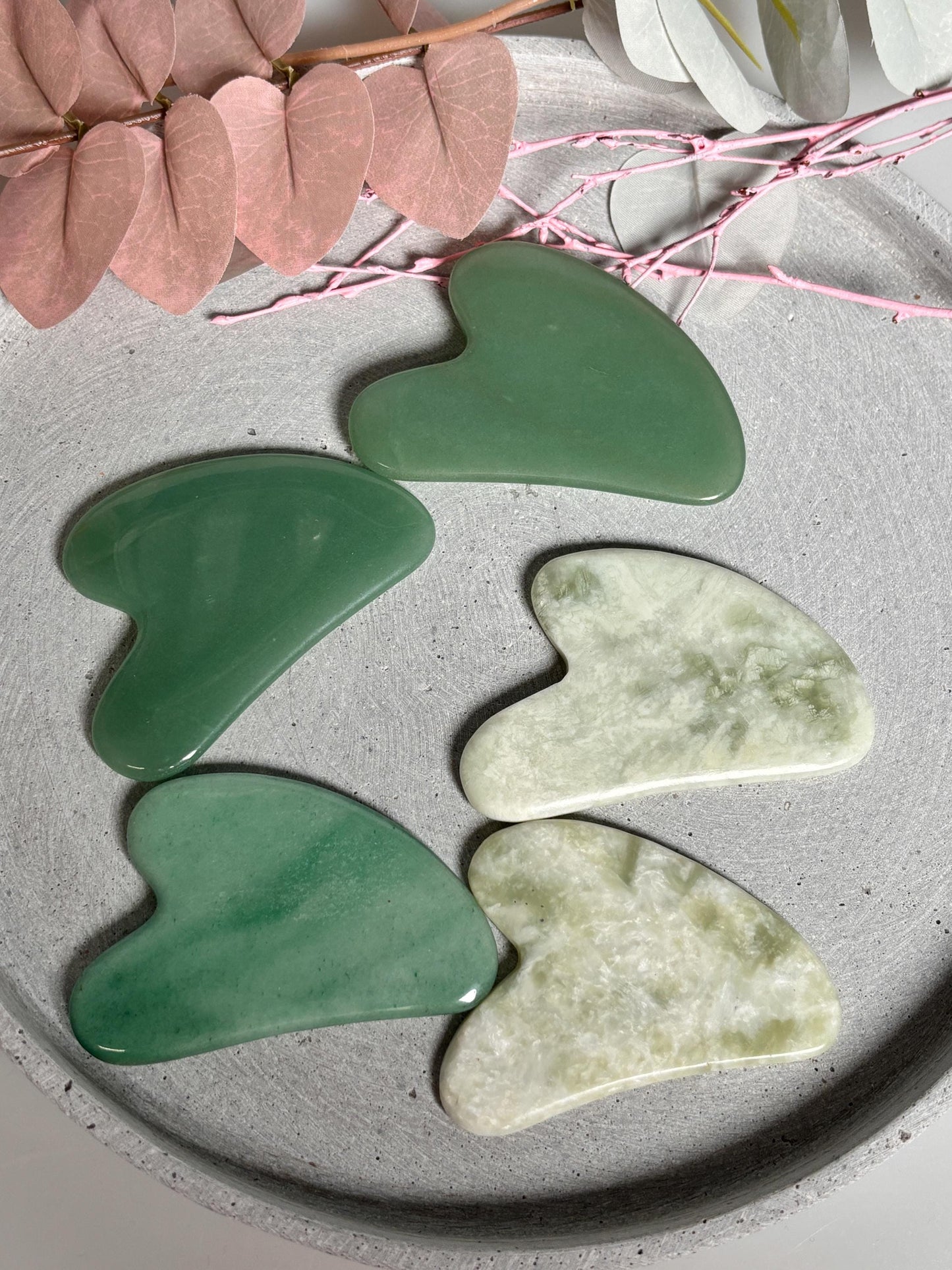 Gut Sha aus grünem Aventurin und Lemon Jade  Gesichtsmassagewerkzeug aus Edelsteinen