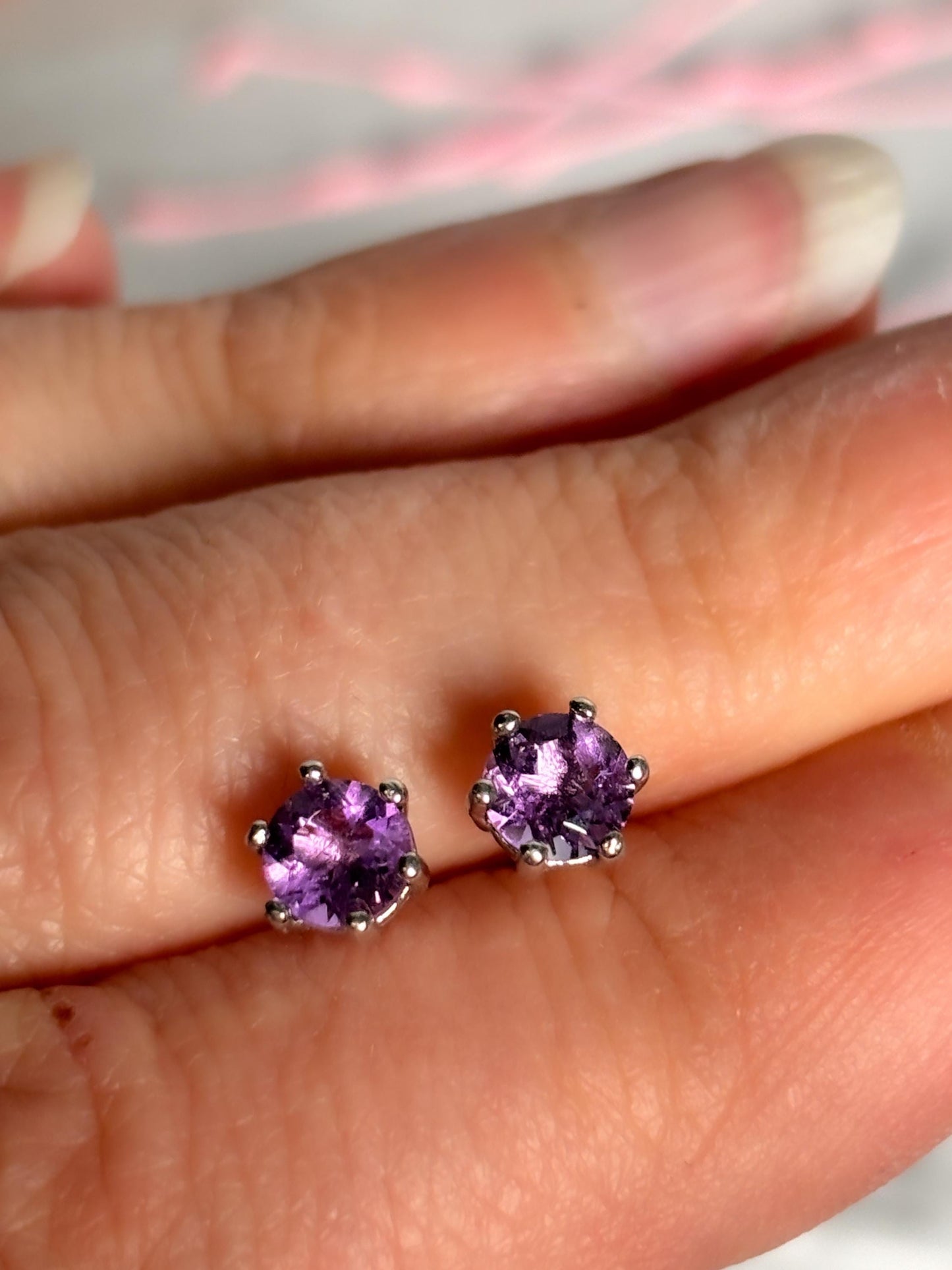 Facetierte Amethyst Ohrstecker 925 Silber Ohrringe mit Edelsteinen
