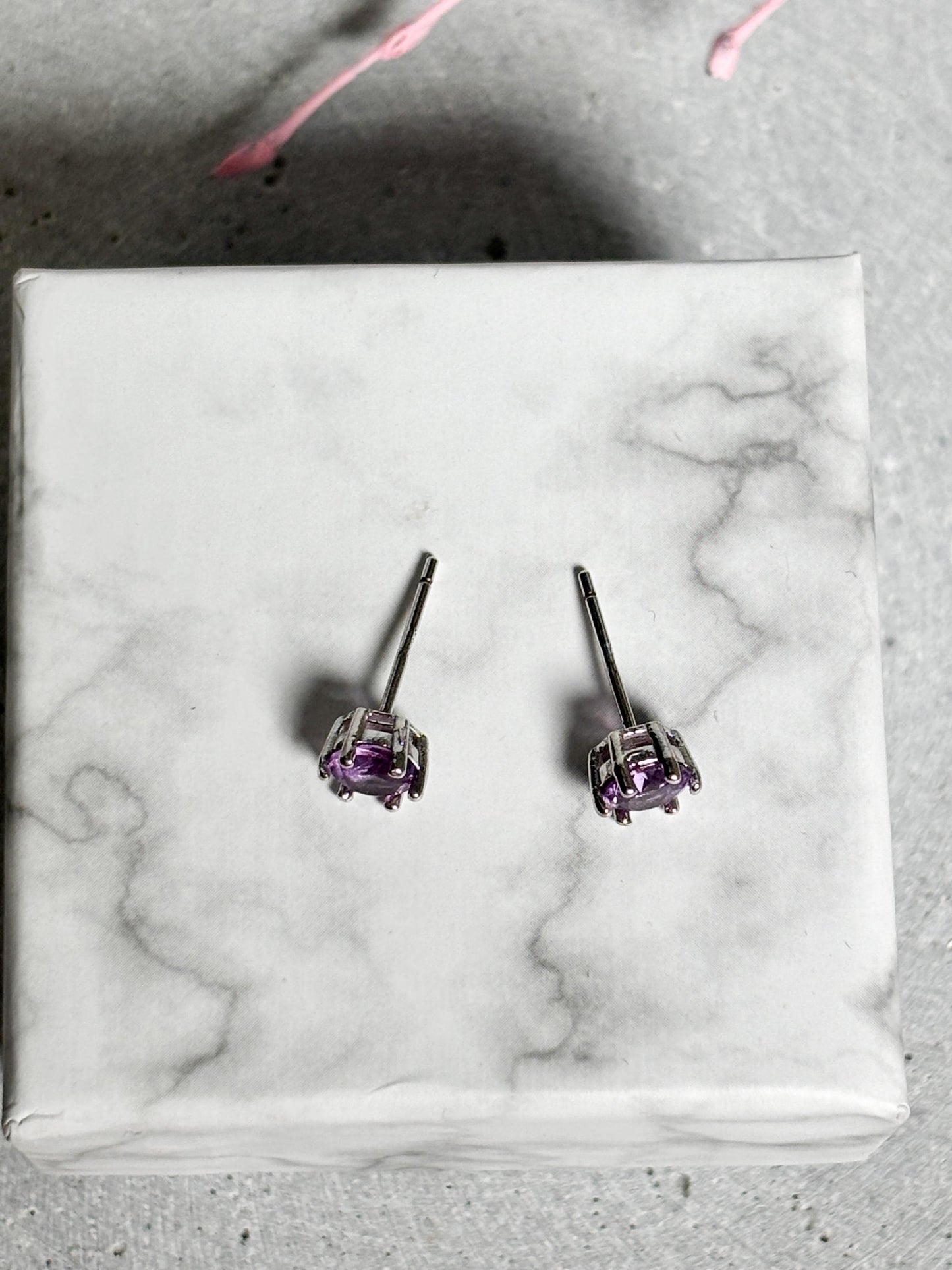 Facetierte Amethyst Ohrstecker 925 Silber Ohrringe mit Edelsteinen