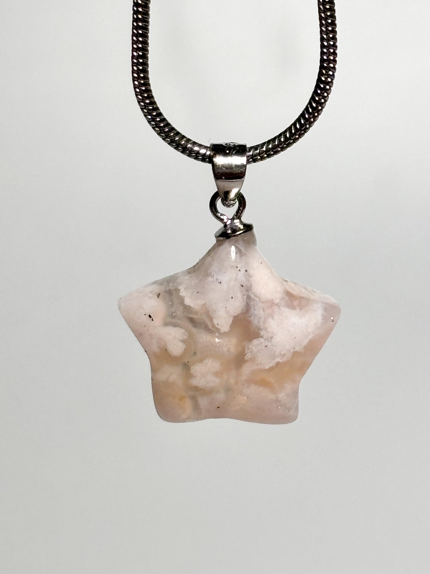 Kleine Blumenachat Stern Kettenanhänger | 925 Silberöse | Naturstein Stern Schmuck