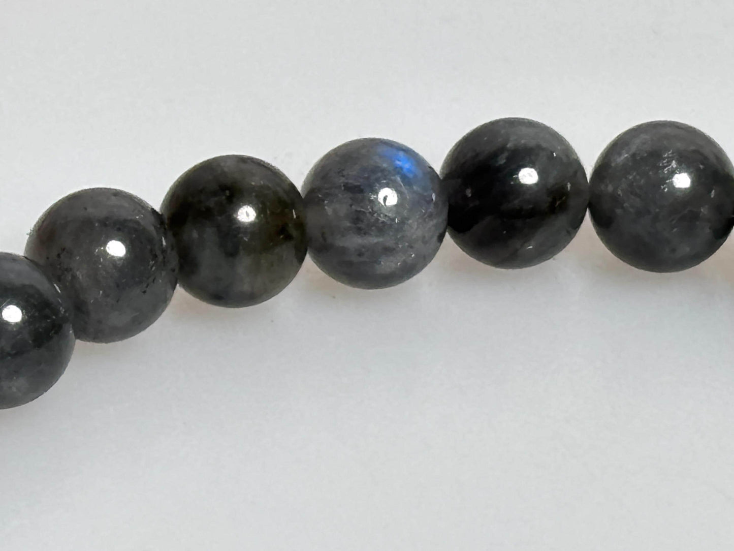 Elastisches Labradorit Perlenarmband dunkel, Schutzstein Armband, Edelsteinarmband Labradorit, spiritueller Schmuck