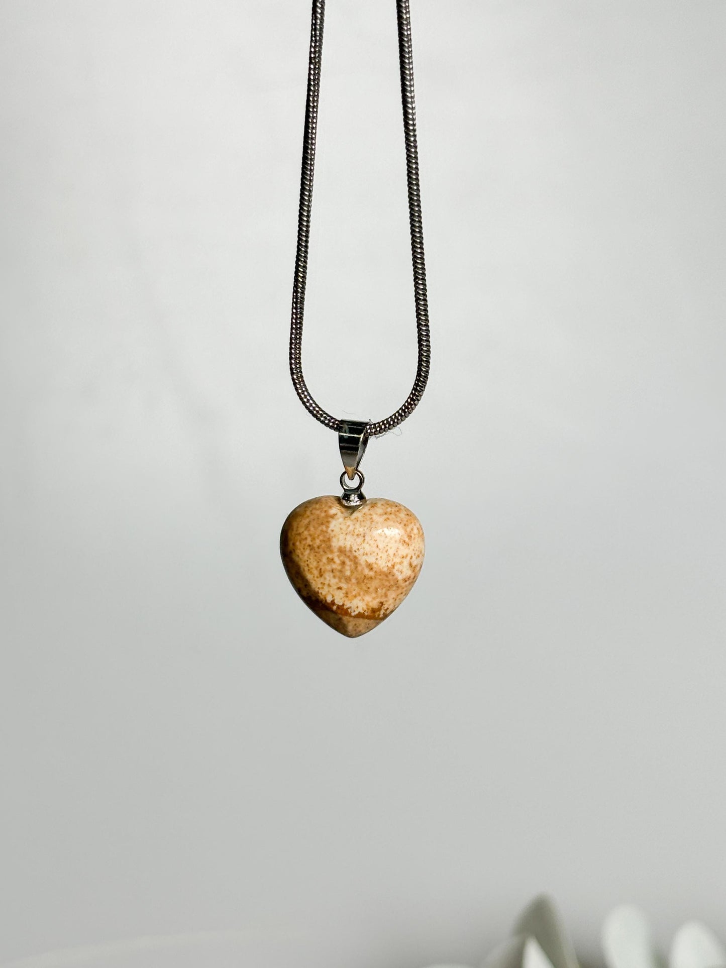 Picture Jaspis Herz Kettenanhänger Naturstein Schmuck für Harmonie & Balance