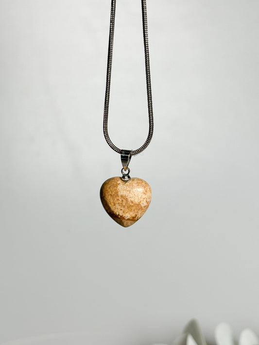 Picture Jaspis Herz Kettenanhänger  Naturstein Schmuck für Harmonie & Balance