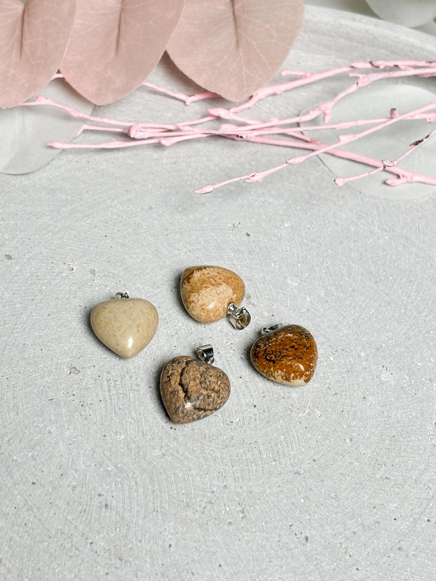 Picture Jaspis Herz Kettenanhänger Naturstein Schmuck für Harmonie & Balance