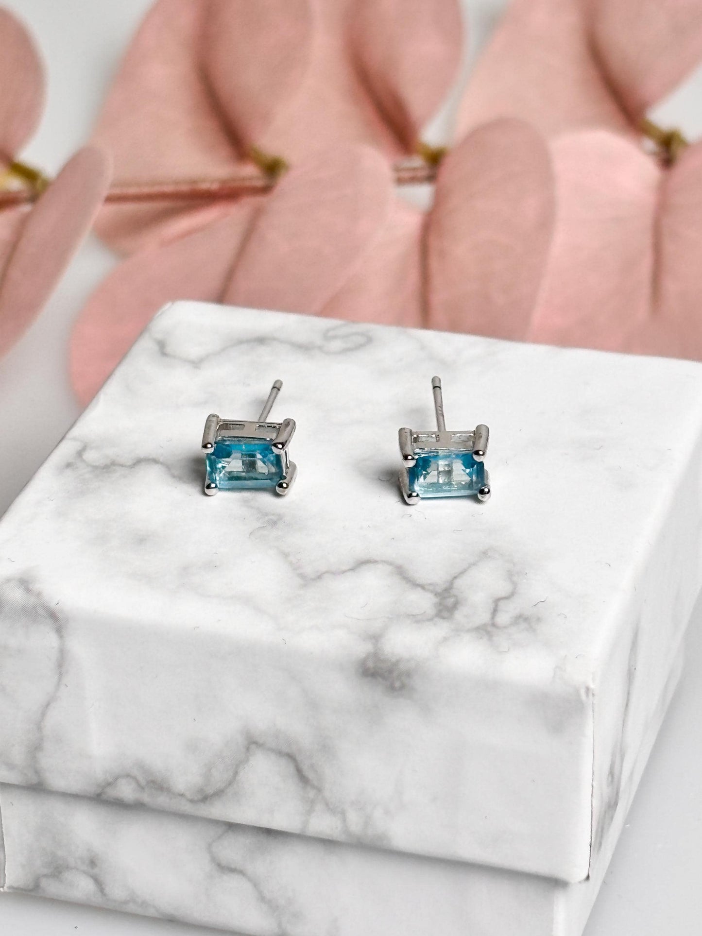 Schlichte Rechteckige Topas Ohrstecker 925 Silber Minimalistischer Schmuck