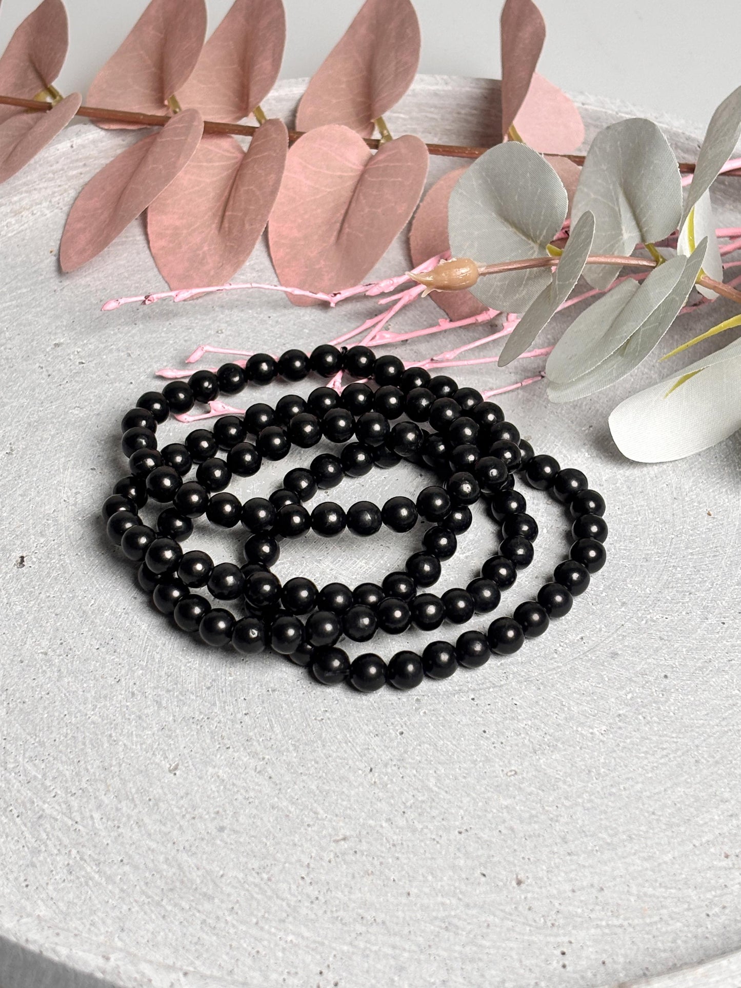 Shungit Perlenarmband 6mm Schutz & Energie | Elastisches Edelsteinarmband