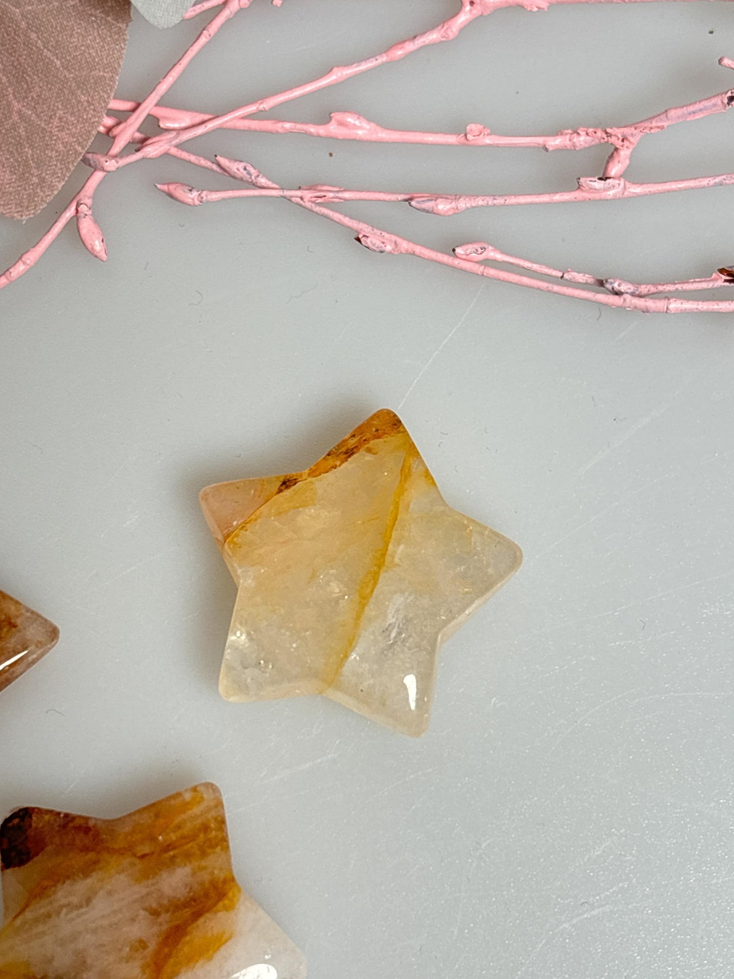 Golden Healer Stern klein Heilstein Deko aus Quarz, Handschmeichler, spirituelles Geschenk, Energie Stein, Deko Stern