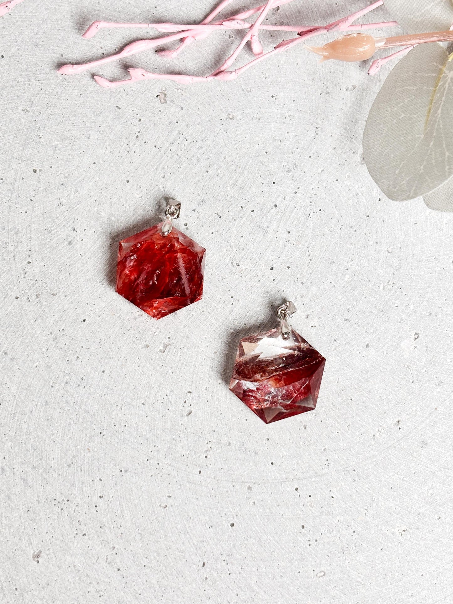 Feuerquarz Hexagon Anhänger Edelstein Kette, Energie & Schutz, Geschenkidee