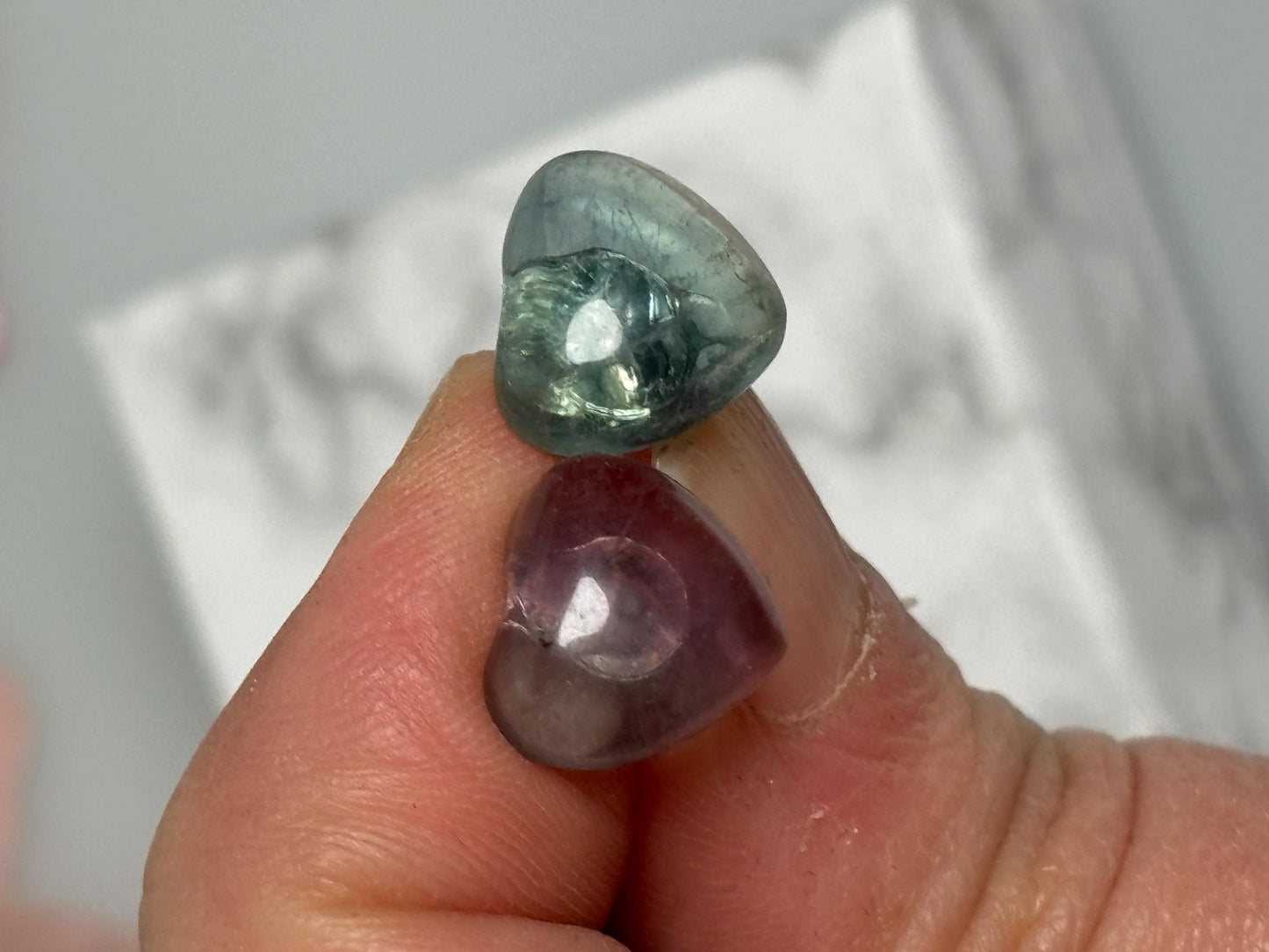 Fluorit Herz Ohrringe Edelstein Ohrstecker mit 925 Silber Nadel