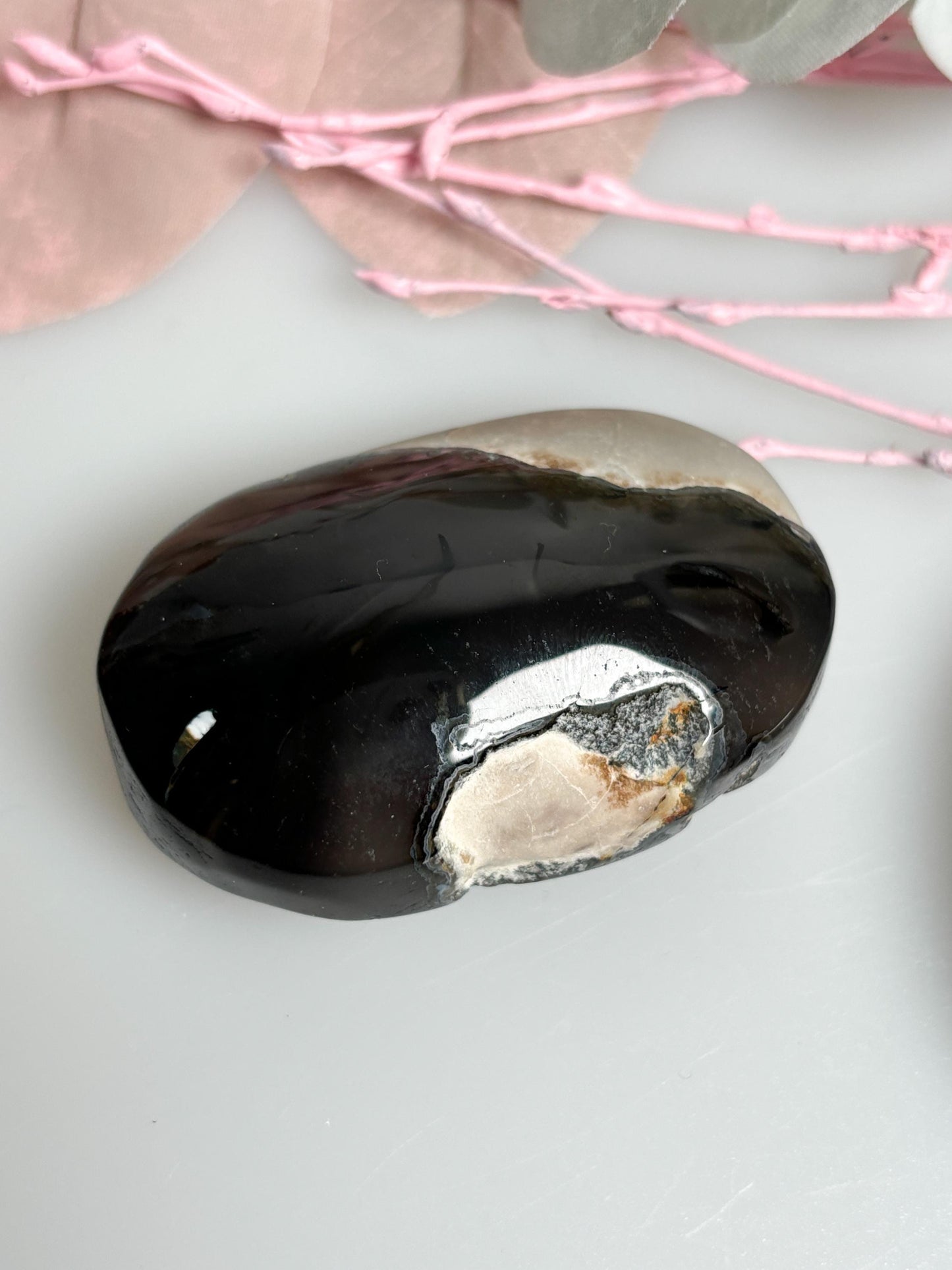 Vulkan Achat Palmstone Leuchtende UV-Reaktion, Handschmeichler, einzigartige Maserung
