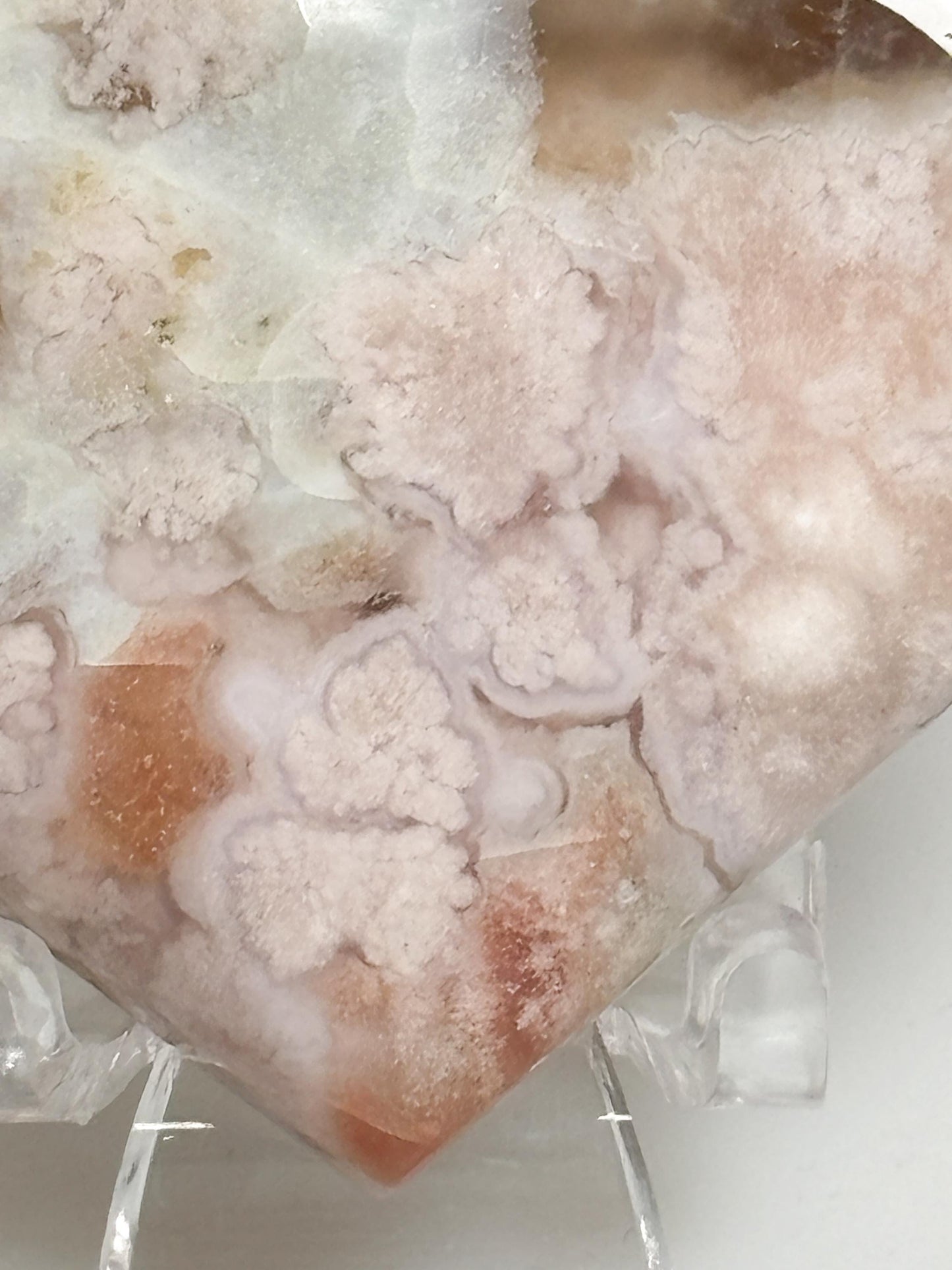 Flower Achat Herz Naturstein mit zarten Blütenmustern | Handschmeichler & Deko