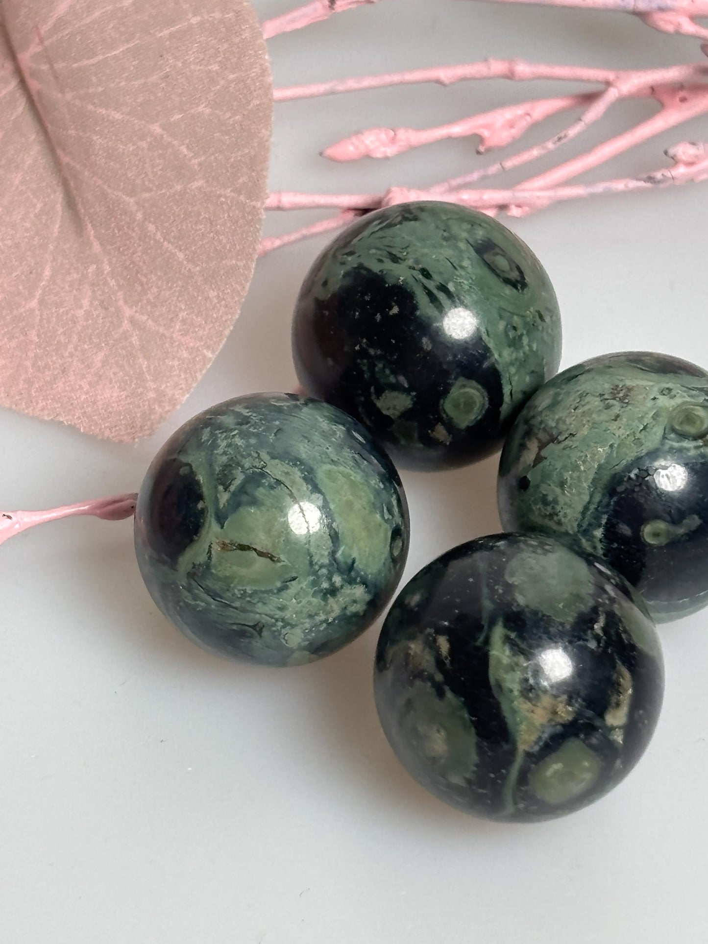 Kambaba Jaspis Minikugeln Deko, Taschenstein, kleiner Handschmeichler, Naturstein Kugel, Edelstein Dekoration