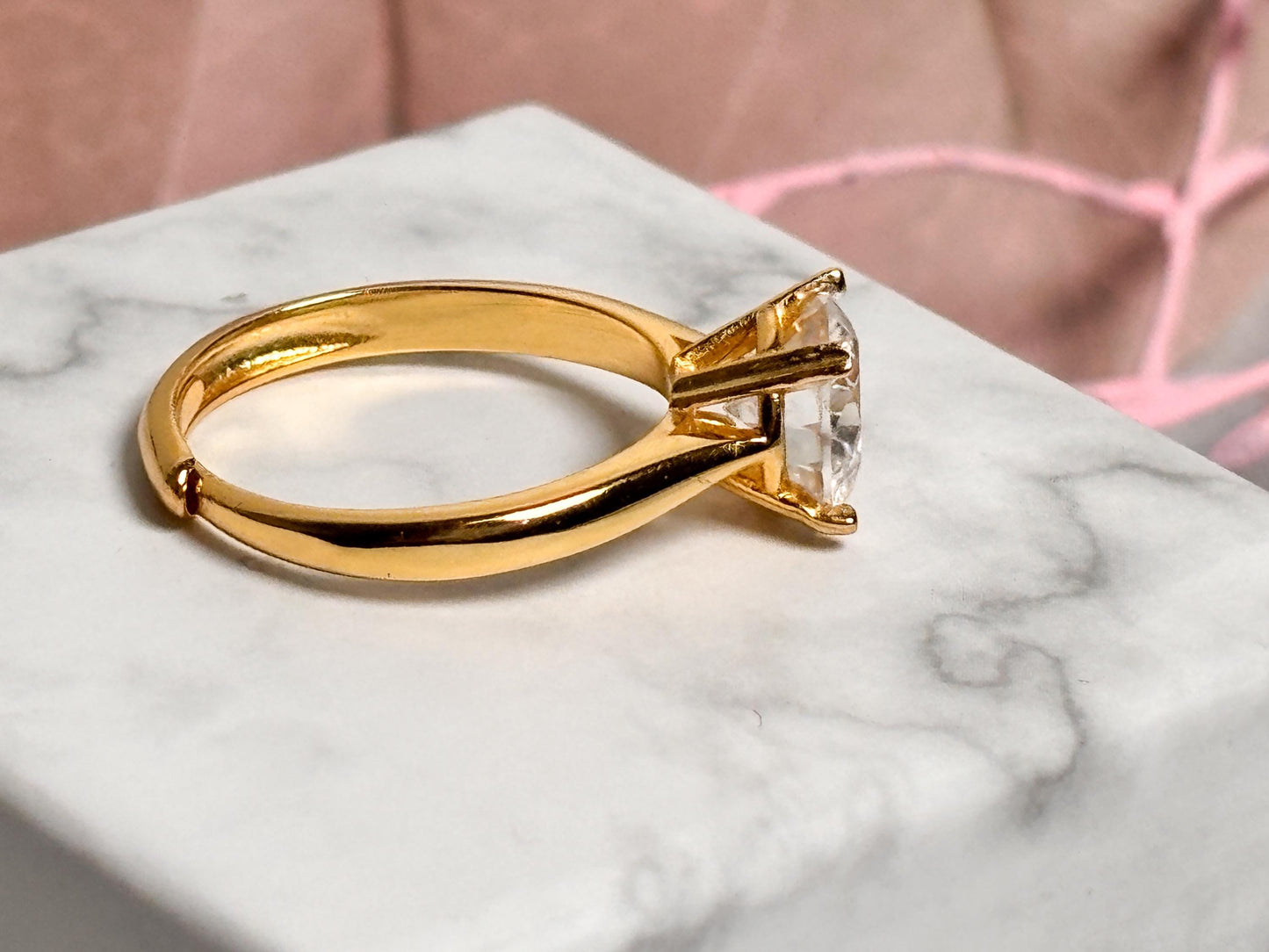 Solitär Moissanit Ring Verlobungsring aus 925 Silber, größenverstellbar | Eleganter Statementring