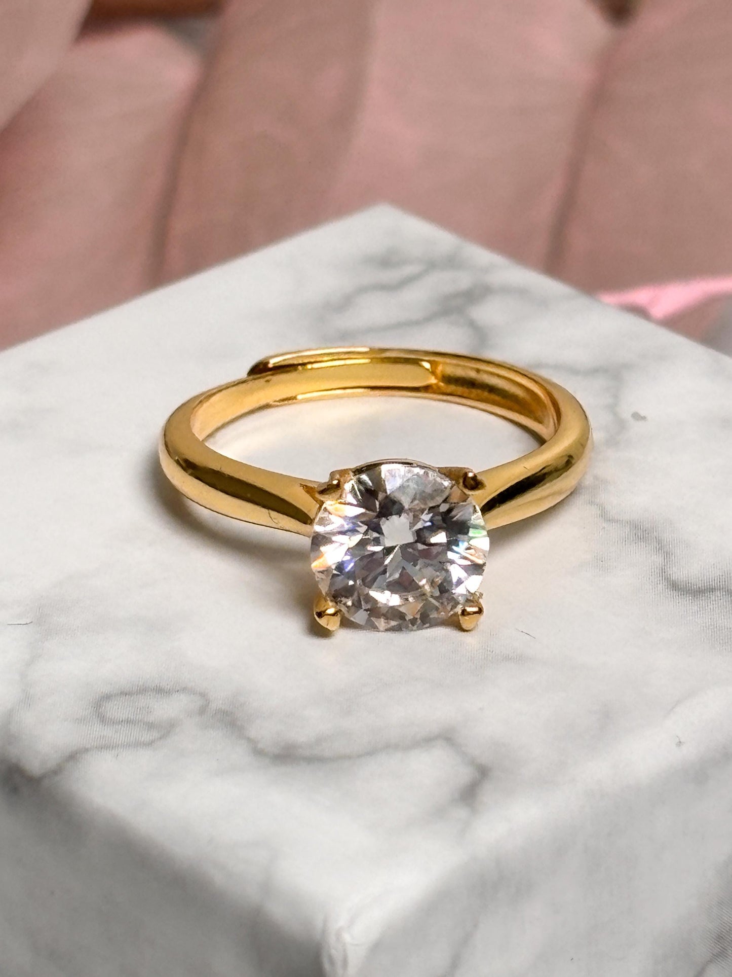 Solitär Moissanit Ring Verlobungsring aus 925 Silber, größenverstellbar | Eleganter Statementring