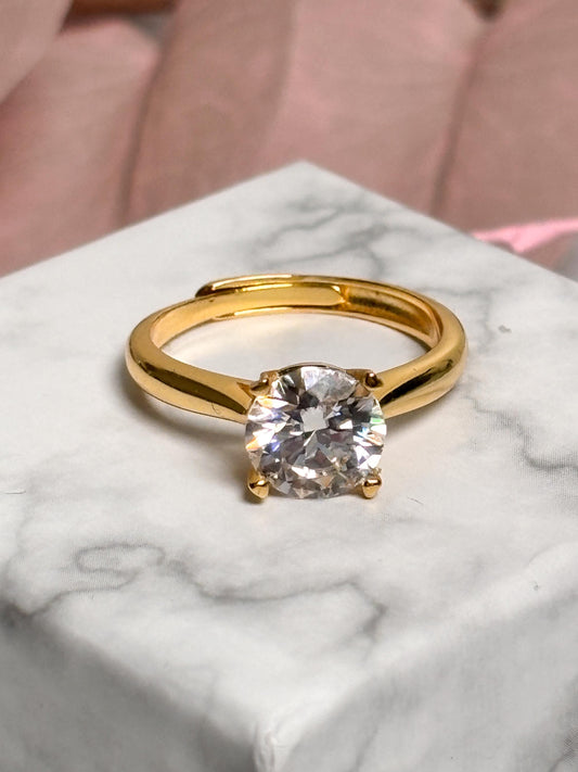 Solitär Moissanit Ring  Verlobungsring aus 925 Silber, größenverstellbar | Eleganter Statementring
