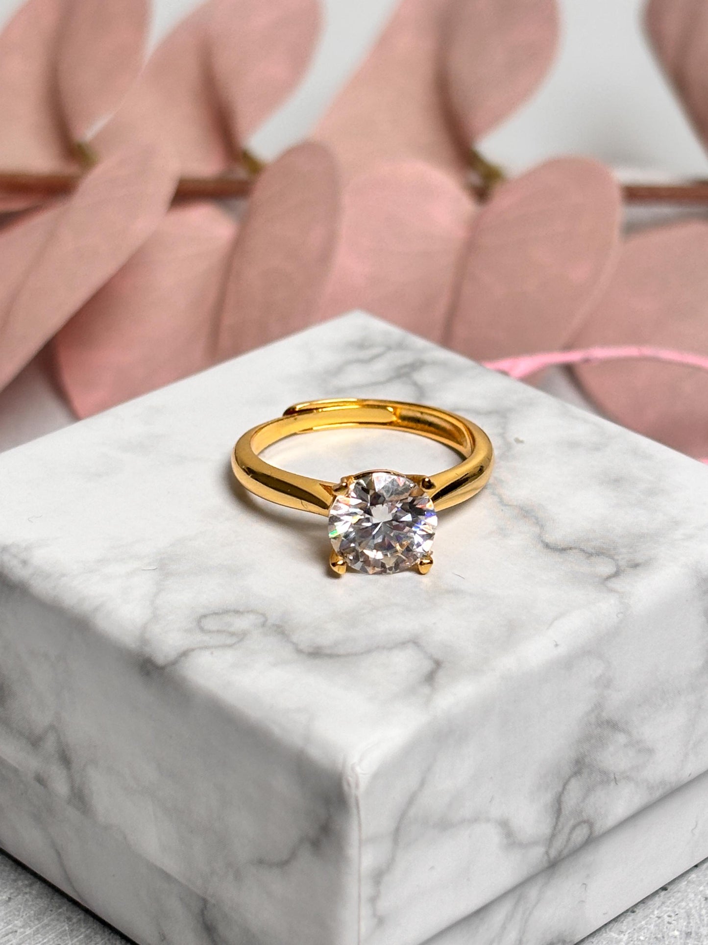 Solitär Moissanit Ring Verlobungsring aus 925 Silber, größenverstellbar | Eleganter Statementring
