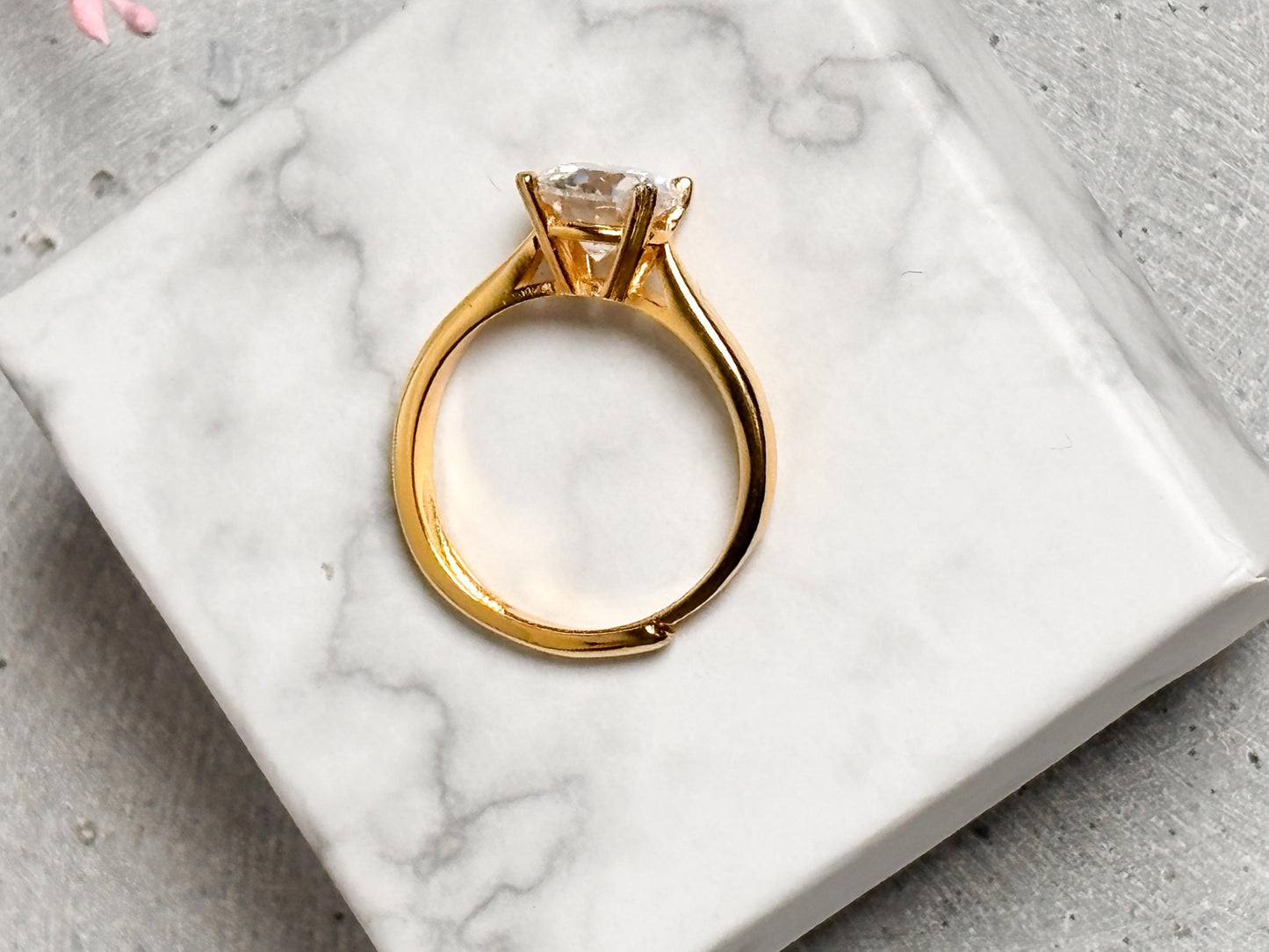 Solitär Moissanit Ring Verlobungsring aus 925 Silber, größenverstellbar | Eleganter Statementring