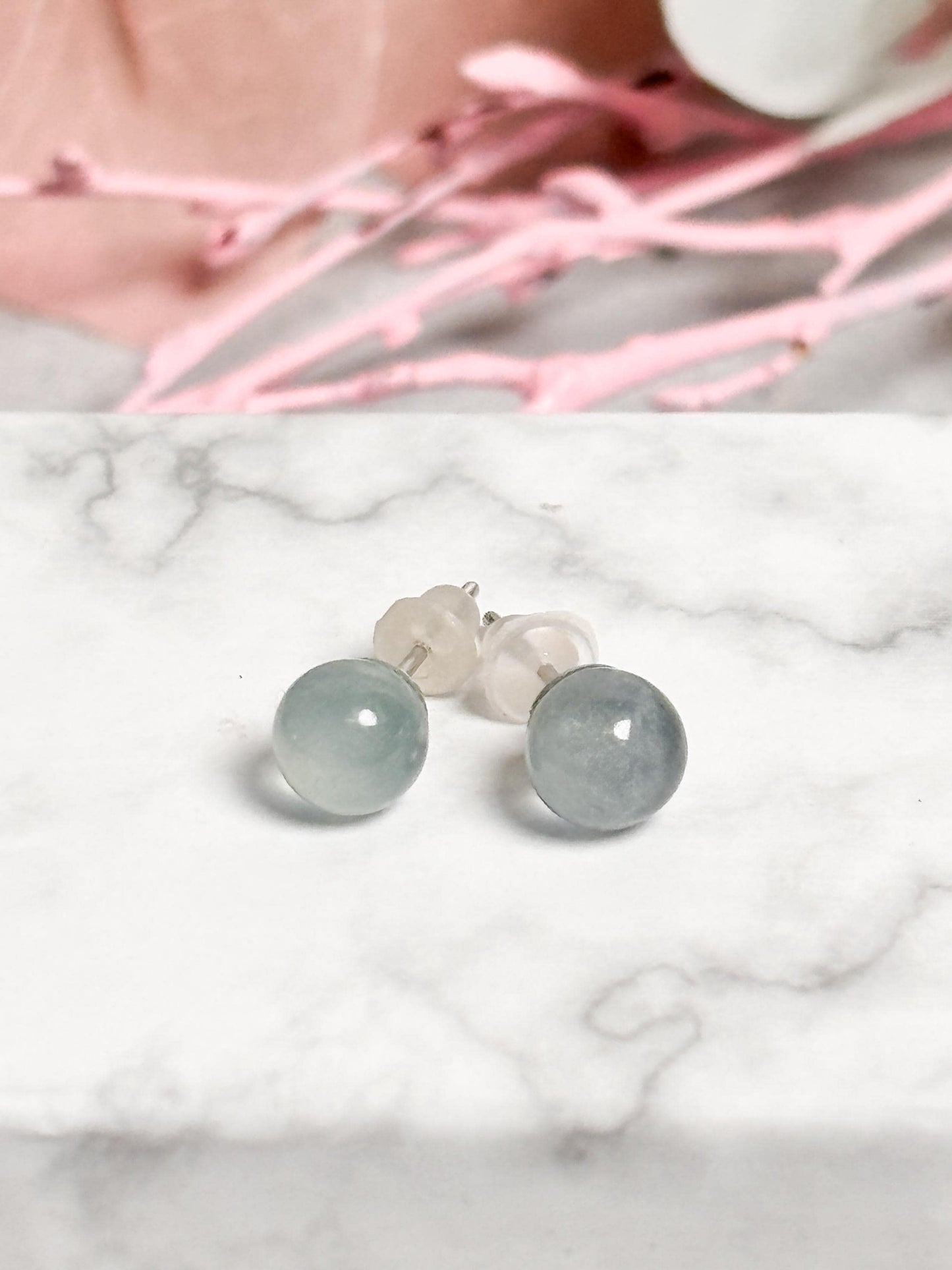 Aquamarin Ohrstecker 6mm Echt Silber 925 | Elegante Perlen Ohrringe | Zeitlos & Edel | Geschenk für Sie