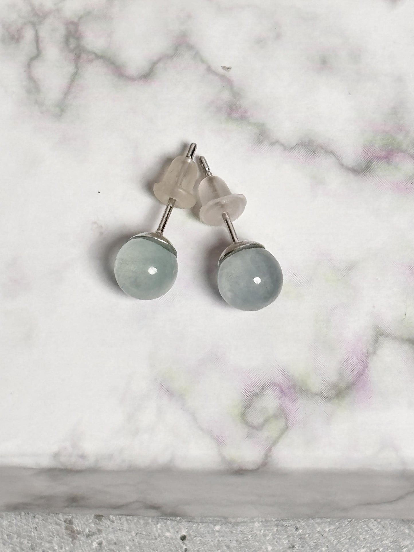 Aquamarin Ohrstecker 6mm Echt Silber 925 | Elegante Perlen Ohrringe | Zeitlos & Edel | Geschenk für Sie