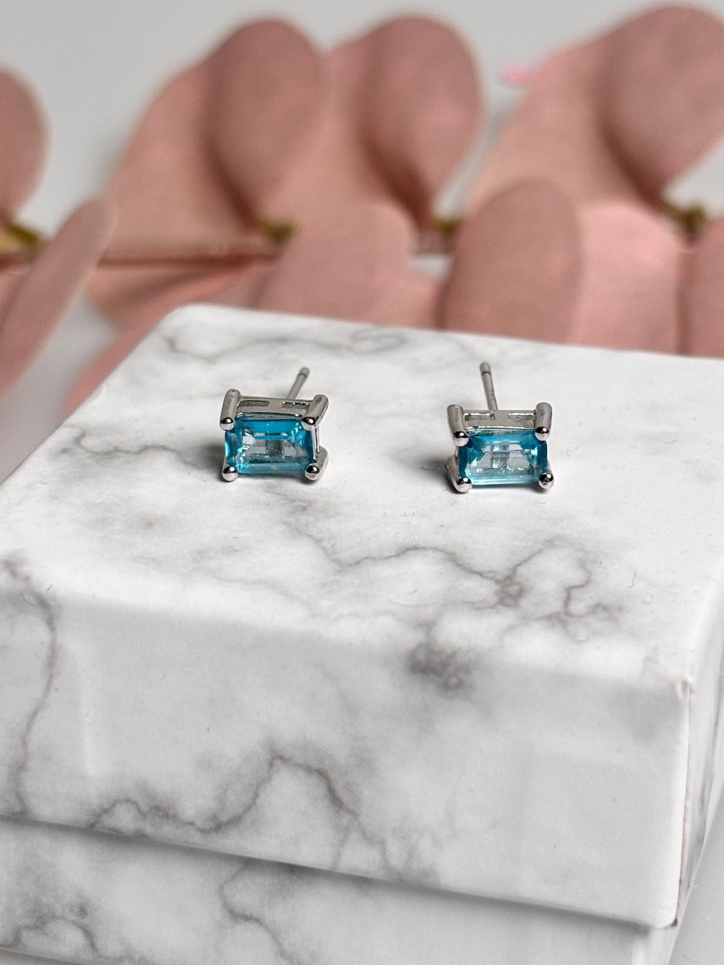 Schlichte Rechteckige Topas Ohrstecker 925 Silber Minimalistischer Schmuck