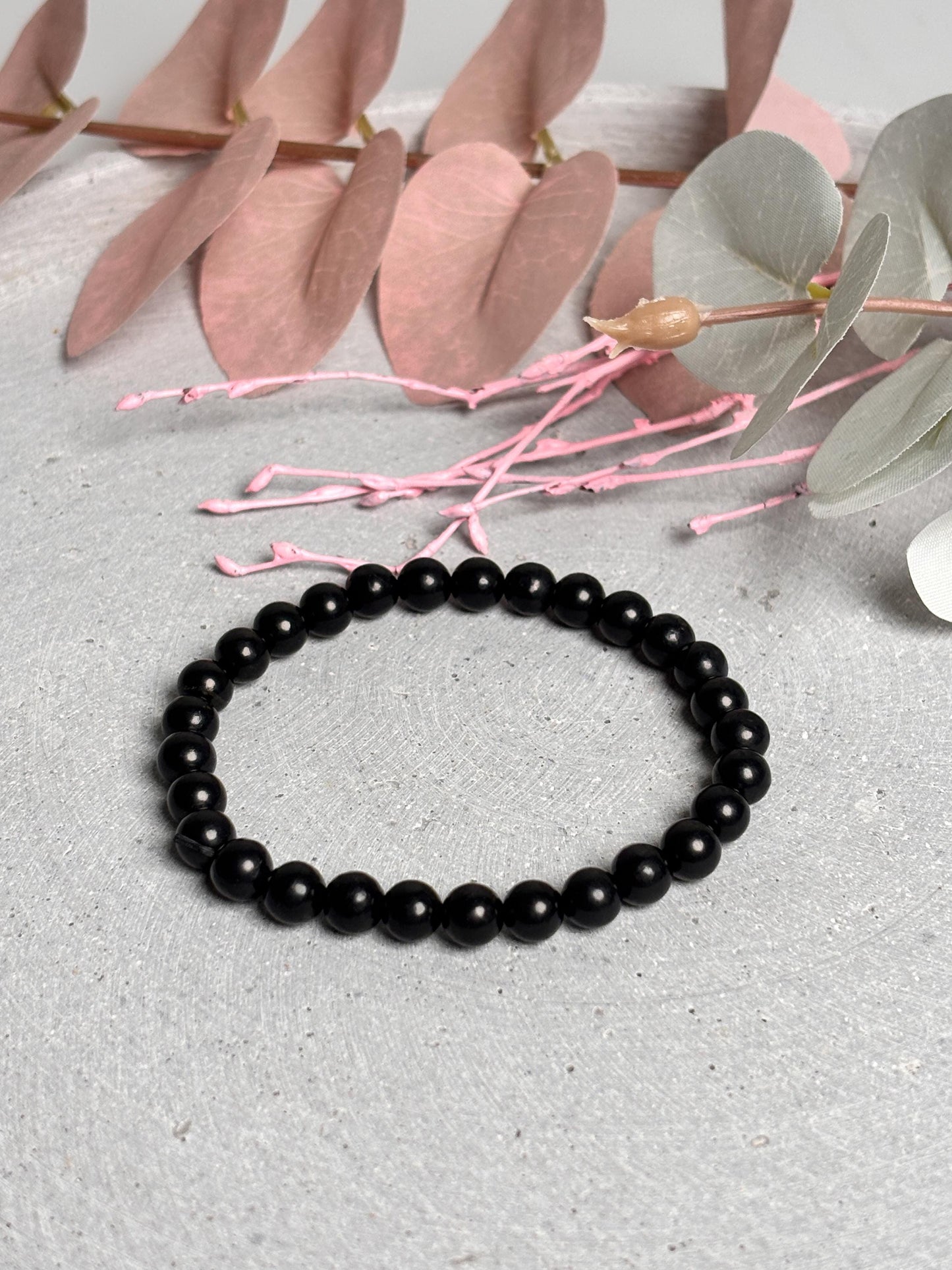 Shungit Perlenarmband 6mm Schutz & Energie | Elastisches Edelsteinarmband