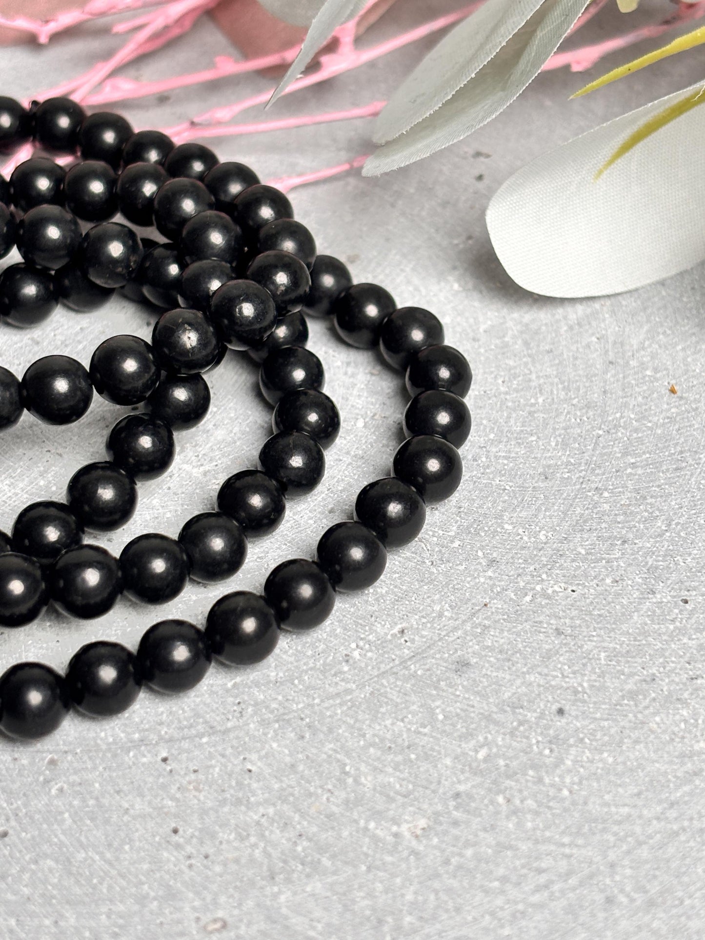 Shungit Perlenarmband 6mm Schutz & Energie | Elastisches Edelsteinarmband