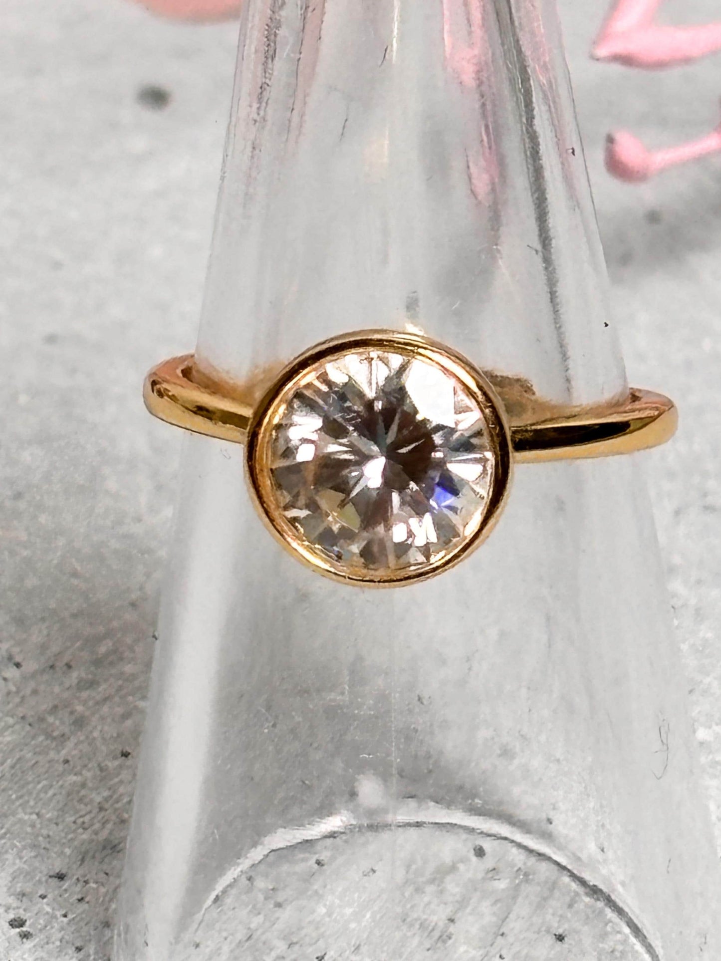 Moissanite Statement Ring Verlobungsring 925 Silber goldfarben, größenverstellbar