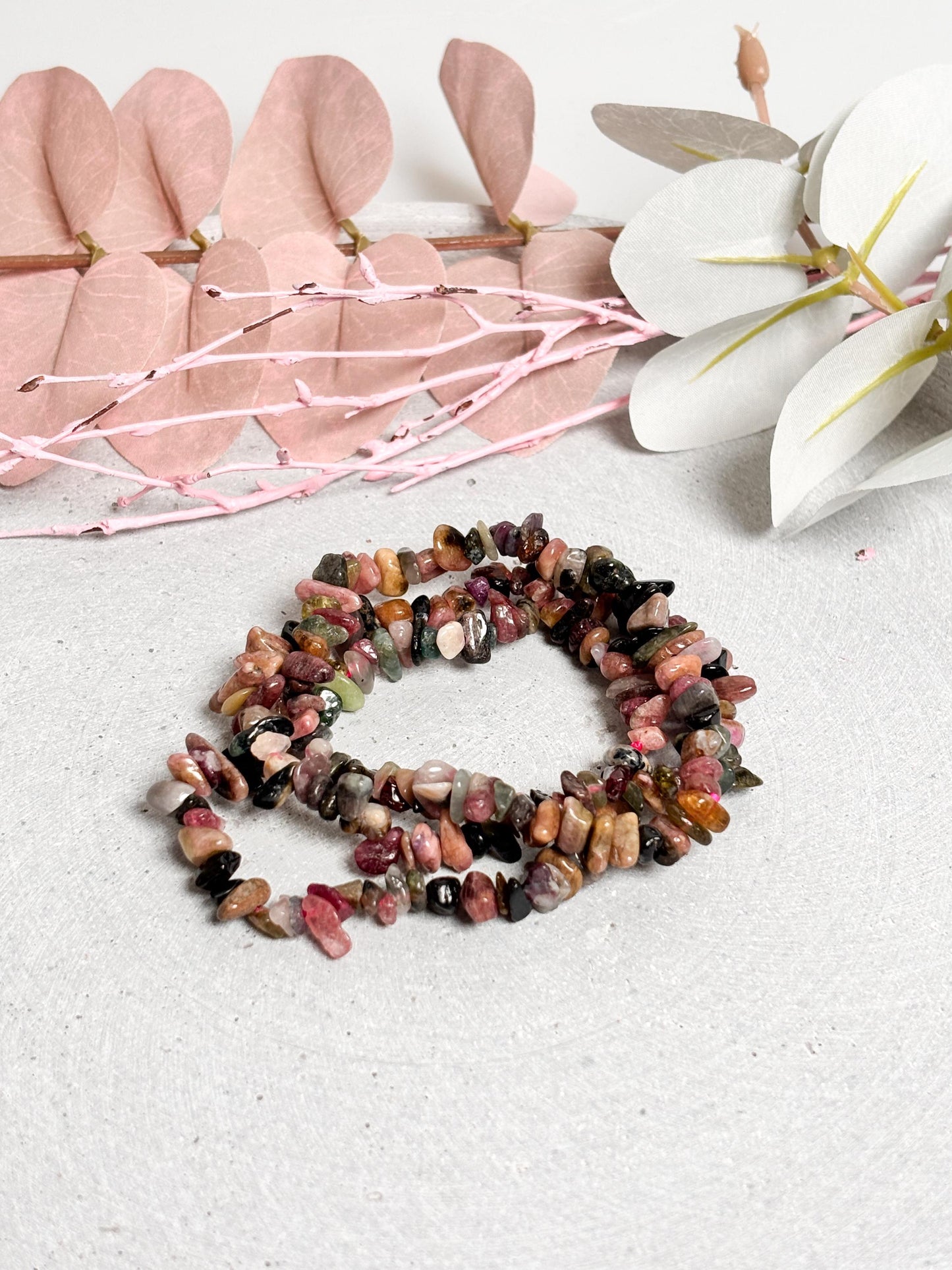 Buntes Turmalin Armband Splitterarmband ca. 6mm Edelstein Schmuck 17,5cm
