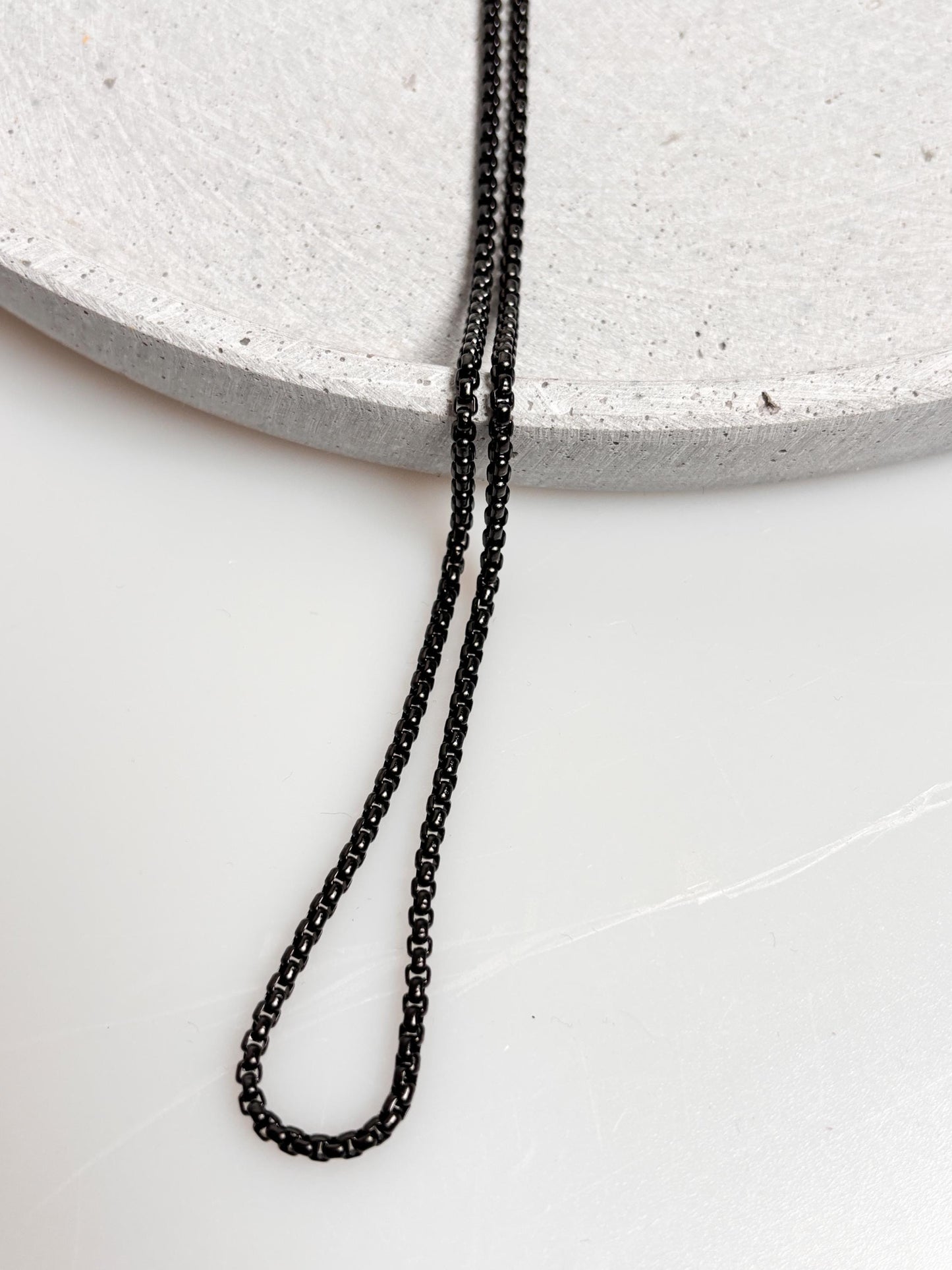 Schwarze Edelstahl Gliederkette 2,4mm | 60cm | Rostfrei & Langlebig