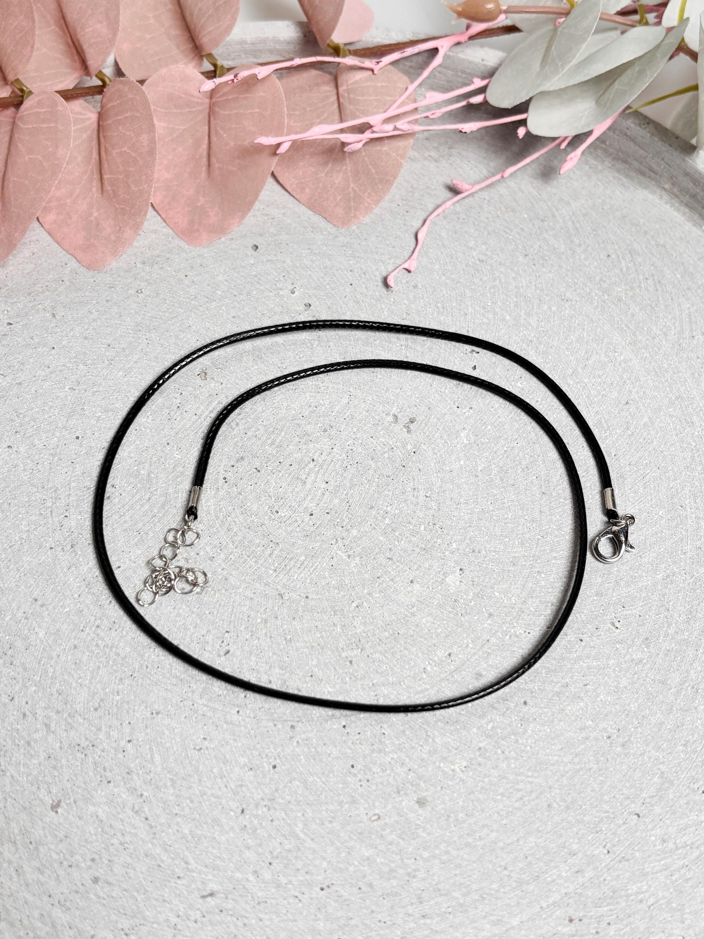 Geflochtenes Lederband schwarz 1,2 mm | 44 cm + 5 cm Verlängerung | Kette für Anhänger
