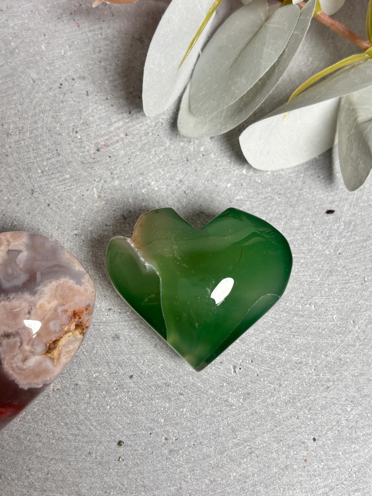 Grüner Flower Achat Herz Wunderschöner Edelstein, 3 Varianten zur Auswahl | Geschenk & Deko