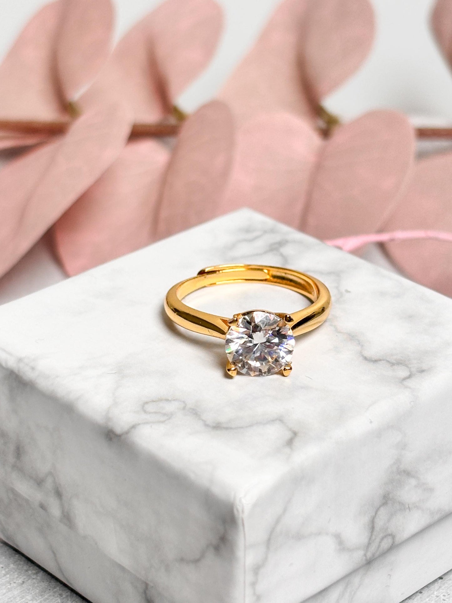 Solitär Moissanit Ring Verlobungsring aus 925 Silber, größenverstellbar | Eleganter Statementring