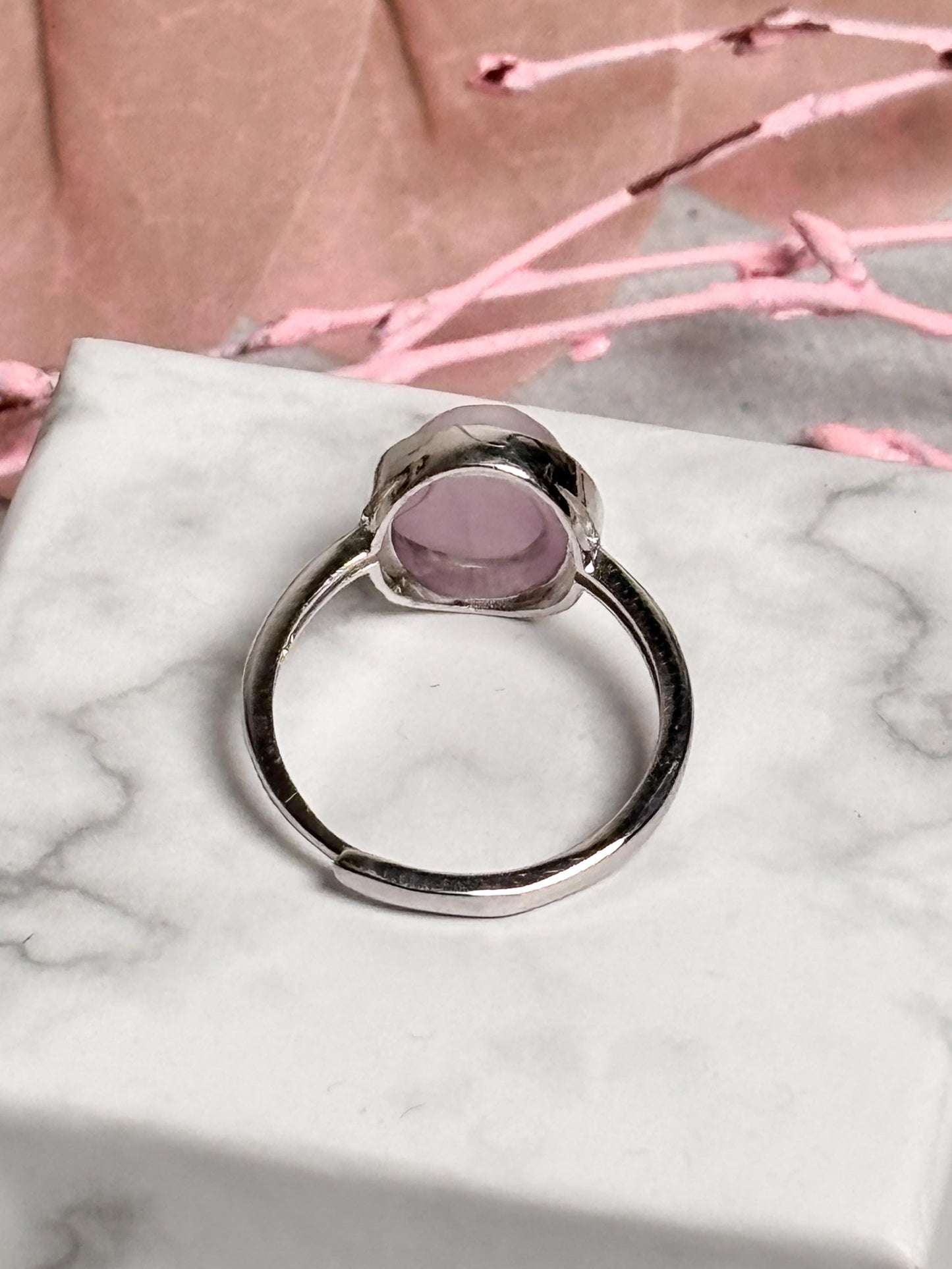 925 Silber Ring mit ovalem Kunzit Stein Edelstein Ring, Rosa Kunzit, Spiritueller Schmuck, Geschenk für Sie, Silberring