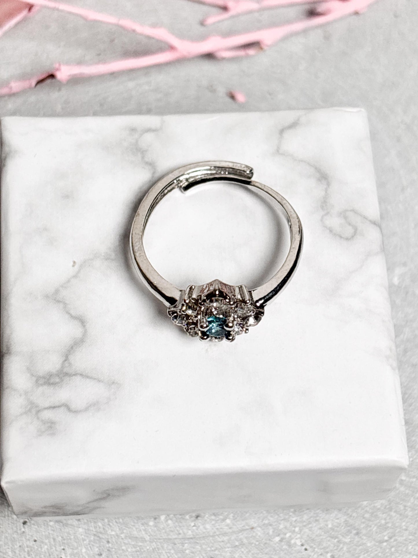 Topas Ring Edelstahl Verstellbarer Damenring mit Edelstein Schmuck Geschenk für Frauen