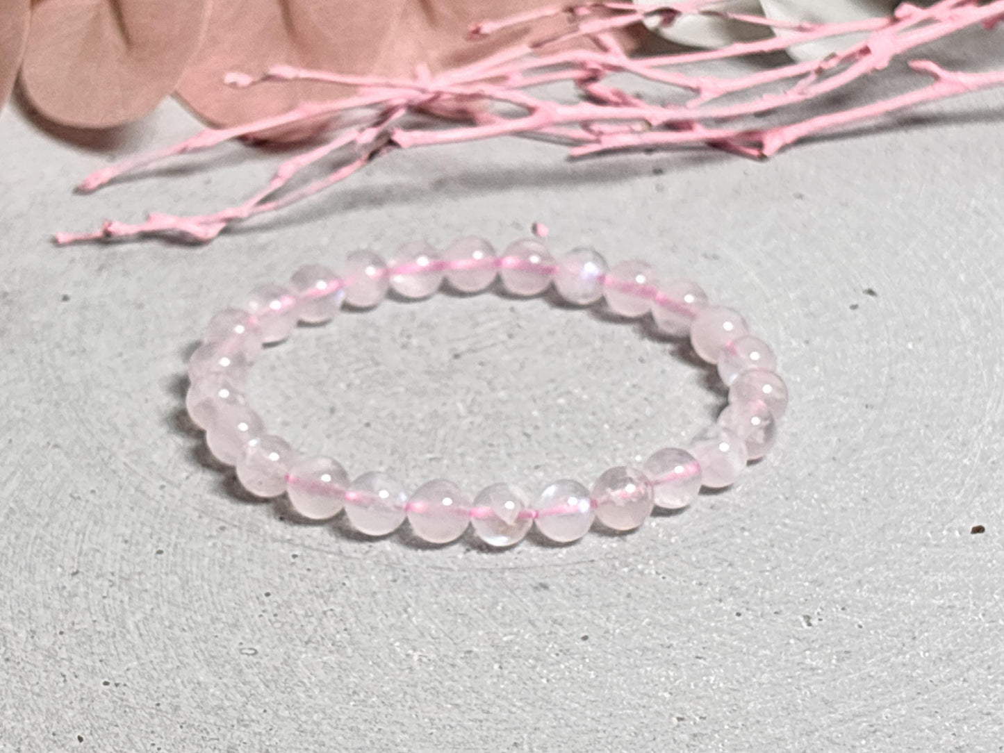 Rosa Mondstein Perlenarmband 7mm seltener Edelstein mit tollem Flash Naturstein Schmuck