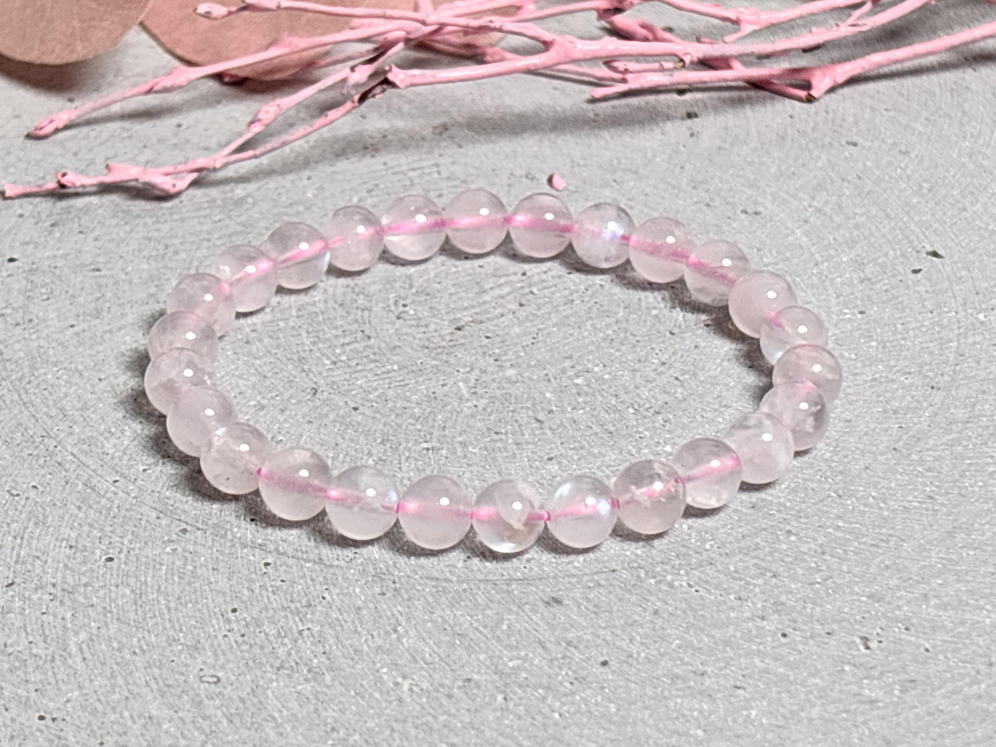 Rosa Mondstein Perlenarmband 7mm seltener Edelstein mit tollem Flash Naturstein Schmuck