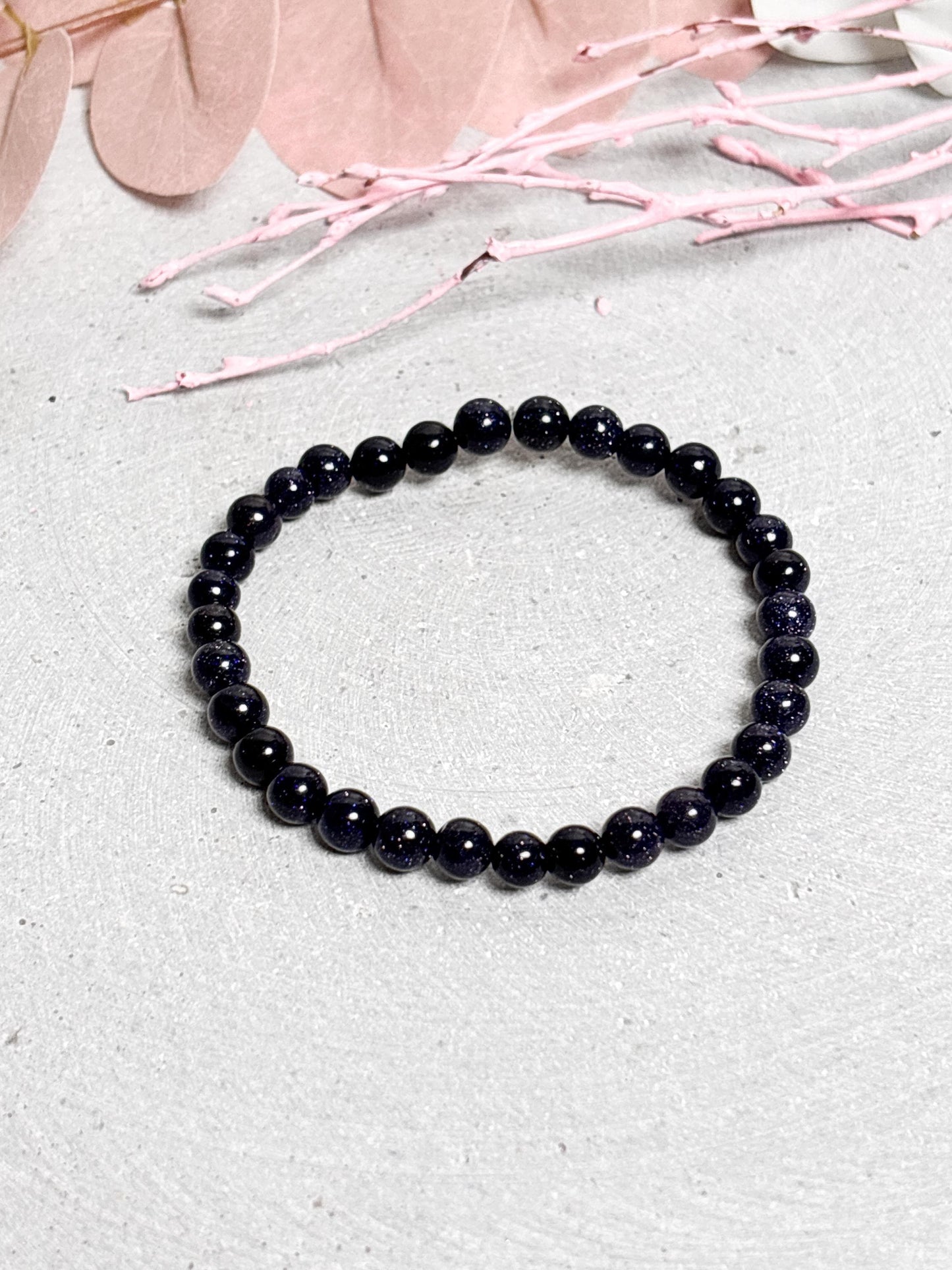 Elastisches Armband Blaufluss 6mm Funkelndes Perlenarmband Damen Blaues Heilstein Armband Geschenk für sie Kristall Schmuck handmade