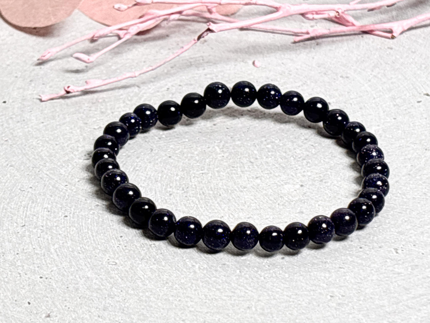 Elastisches Armband Blaufluss 6mm Funkelndes Perlenarmband Damen Blaues Heilstein Armband Geschenk für sie Kristall Schmuck handmade