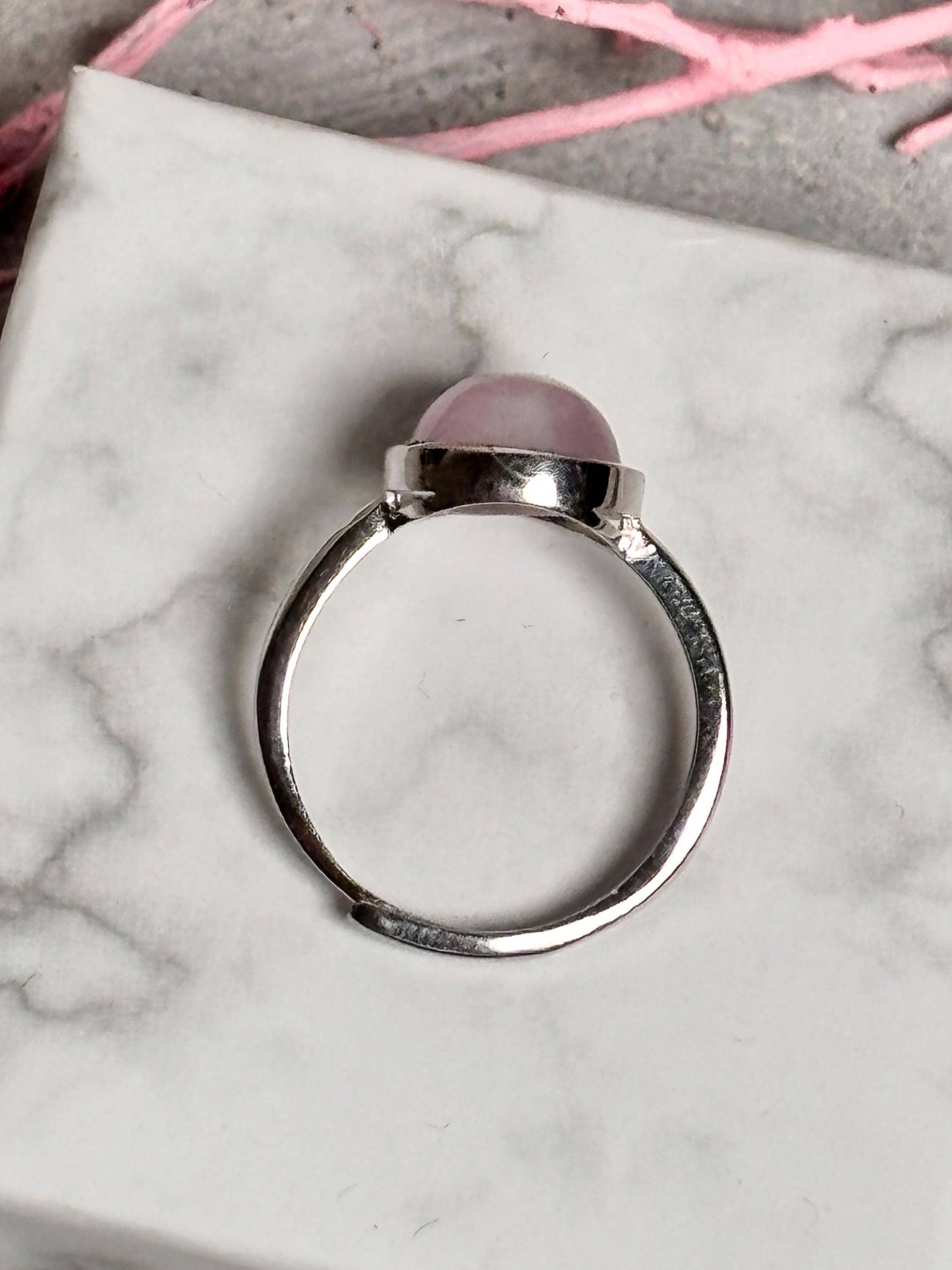 925 Silber Ring mit ovalem Kunzit Stein Edelstein Ring, Rosa Kunzit, Spiritueller Schmuck, Geschenk für Sie, Silberring