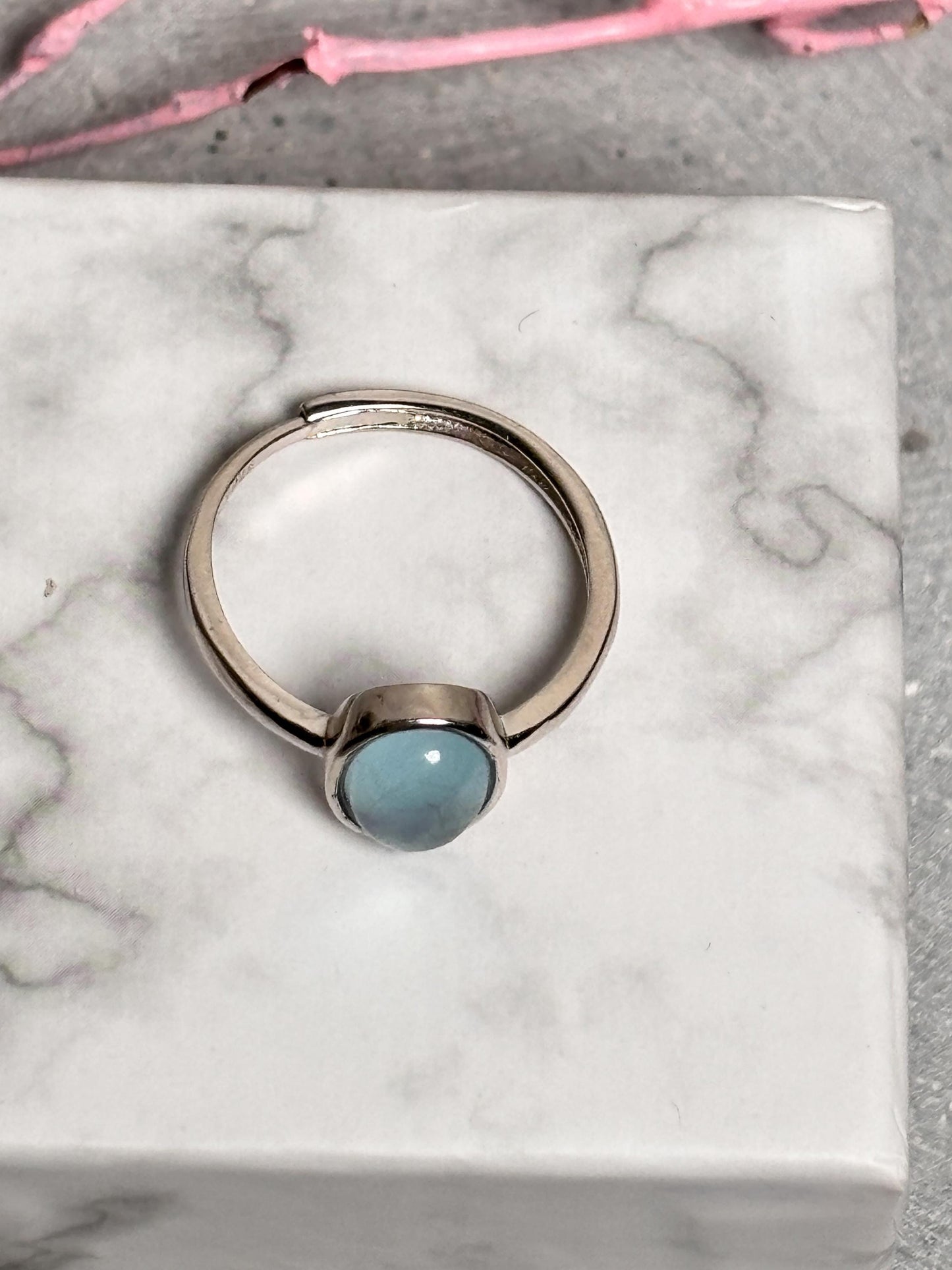 925 Silber Ring mit Ovalem Aquamarin Größenverstellbar Edelstein Schmuck für Damen