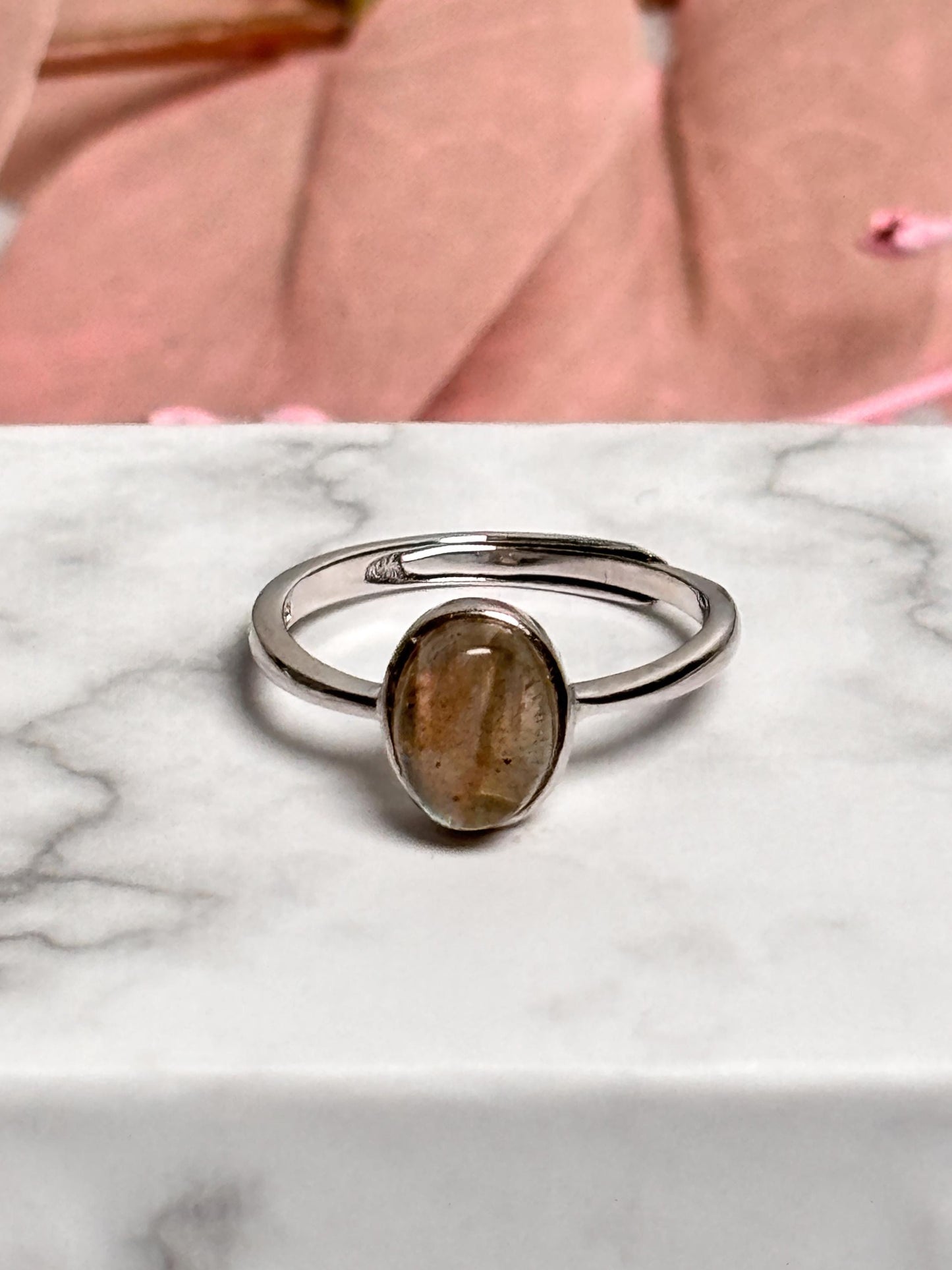 925 Silberring mit ovalem Labradorit Größenverstellbar | Edelstein Ring | Labradorit Schmuck | Silberring Damen