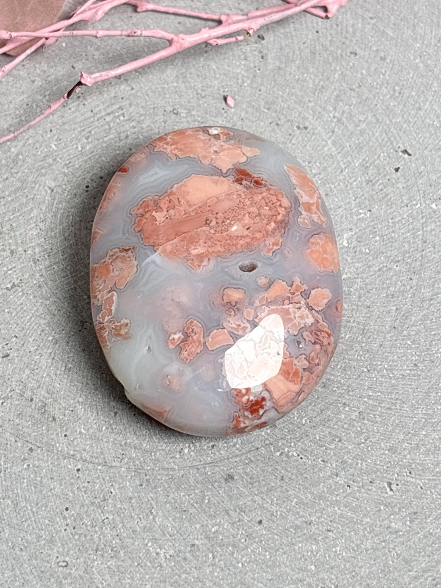 Kirschblüten Achat Handstein | Candy Cotton Palmstone | Edelstein Handschmeichler für Entspannung