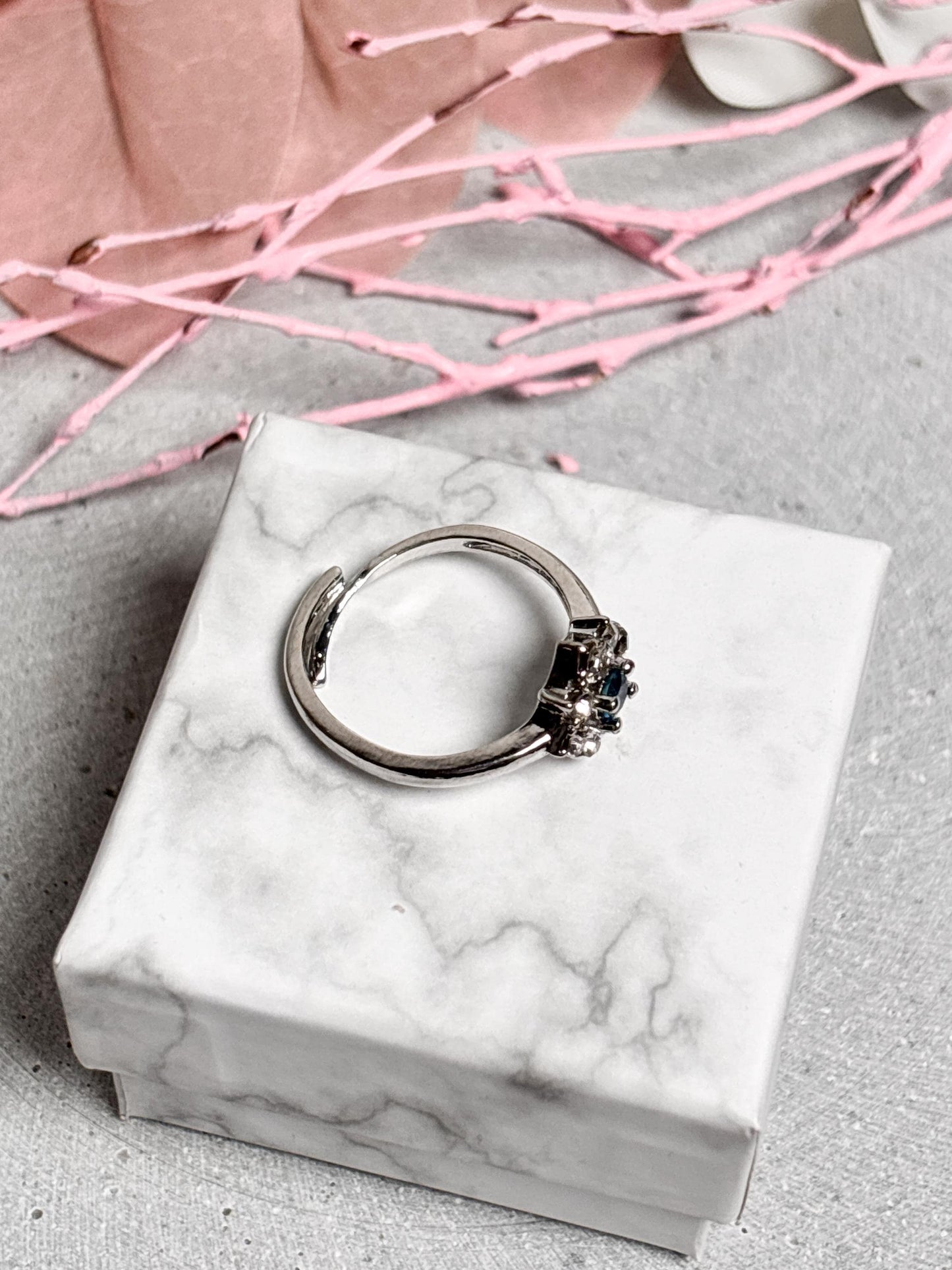 Topas Ring Edelstahl Verstellbarer Damenring mit Edelstein Schmuck Geschenk für Frauen
