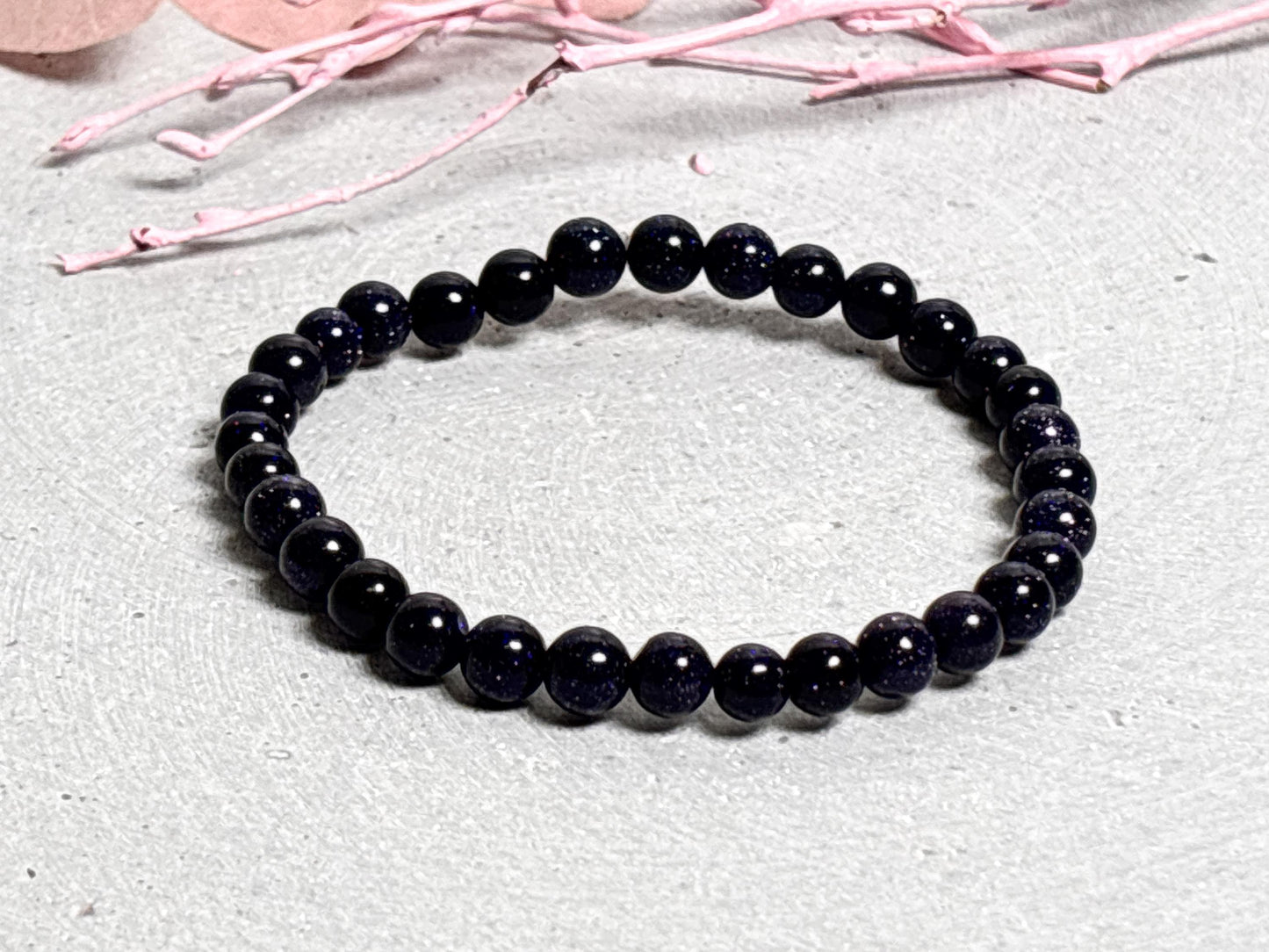 Elastisches Armband Blaufluss 6mm Funkelndes Perlenarmband Damen Blaues Heilstein Armband Geschenk für sie Kristall Schmuck handmade