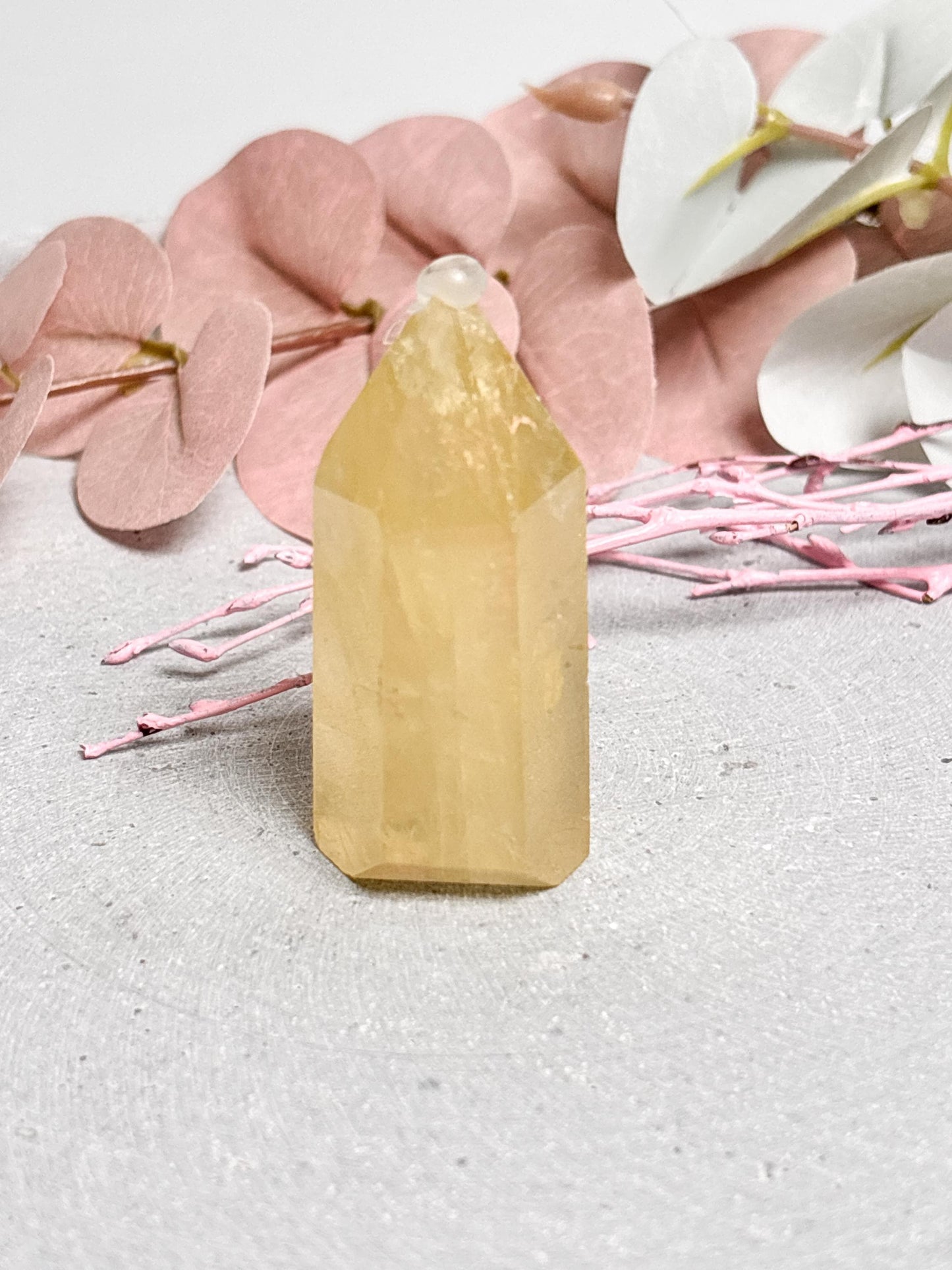 Kleiner Citrin Turm mit Regenbogen | Naturkristall Spitze | Citrin Kristall Deko | Regenbogenkristall | Geschenk für Kristallliebhaber